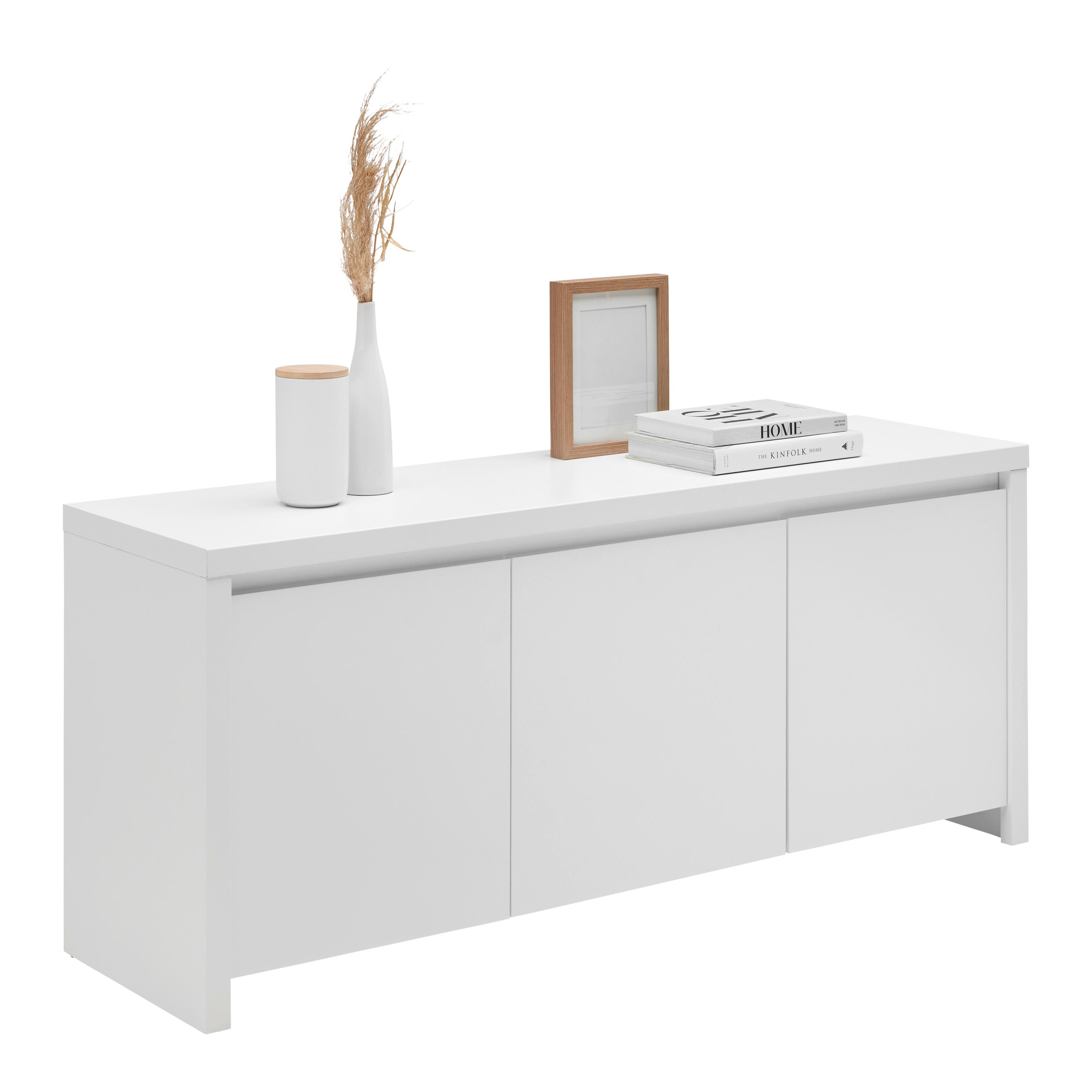 Nízká komoda LARIOS bílá - bílá/černá, Moderní, kompozitní dřevo/plast (143/61/40cm) - Mömax