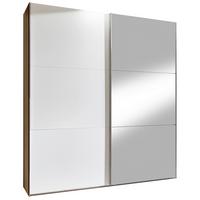 Šatní skříň se zrcadlem Level 36 A, bílá/dub - bílá/barvy dubu, Konvenční, kov/kompozitní dřevo (200/236/65cm)
