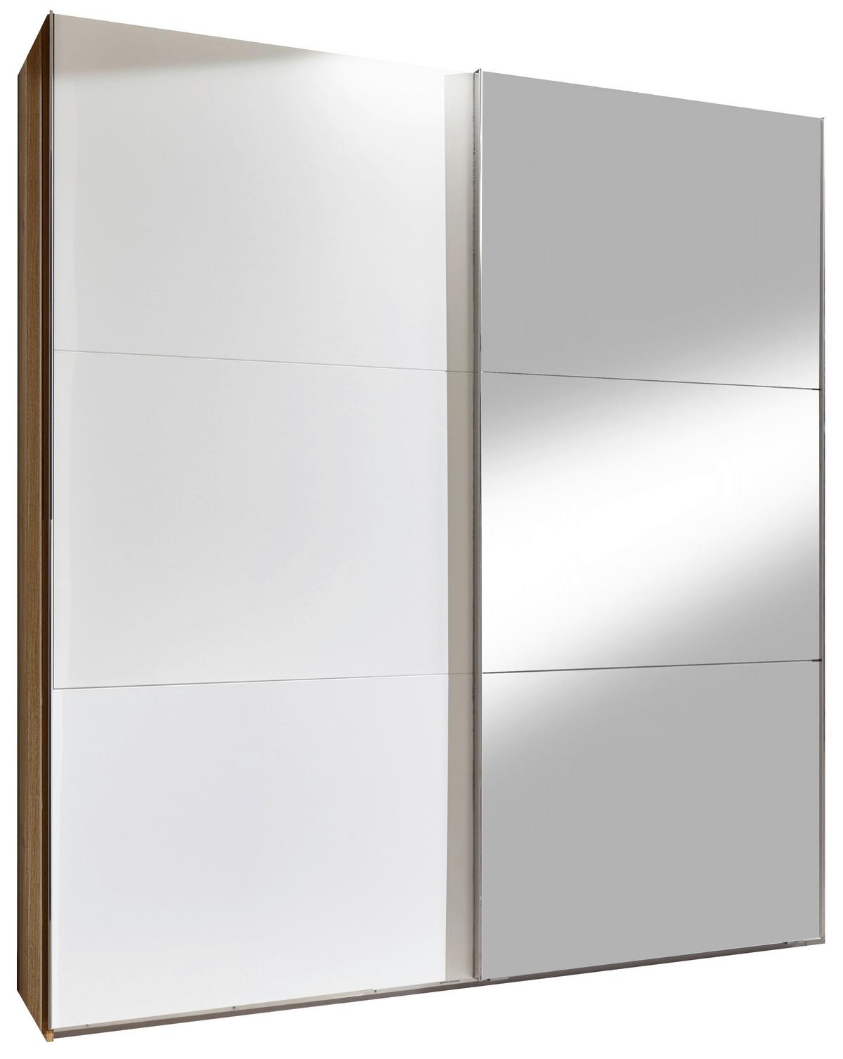 Šatní skříň se zrcadlem Level 36 A, bílá/dub - bílá/barvy dubu, Konvenční, kov/kompozitní dřevo (200/236/65cm)