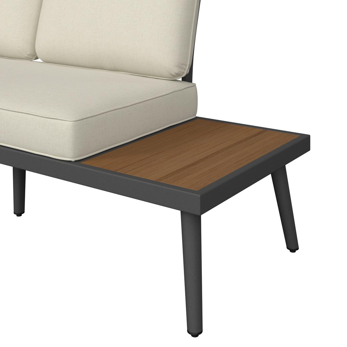 Loungegarnitur Sallie Creme Akazie Metall/Outdoorstoff - šedá/světle šedá, Moderní, kov/dřevo - Bessagi Garden