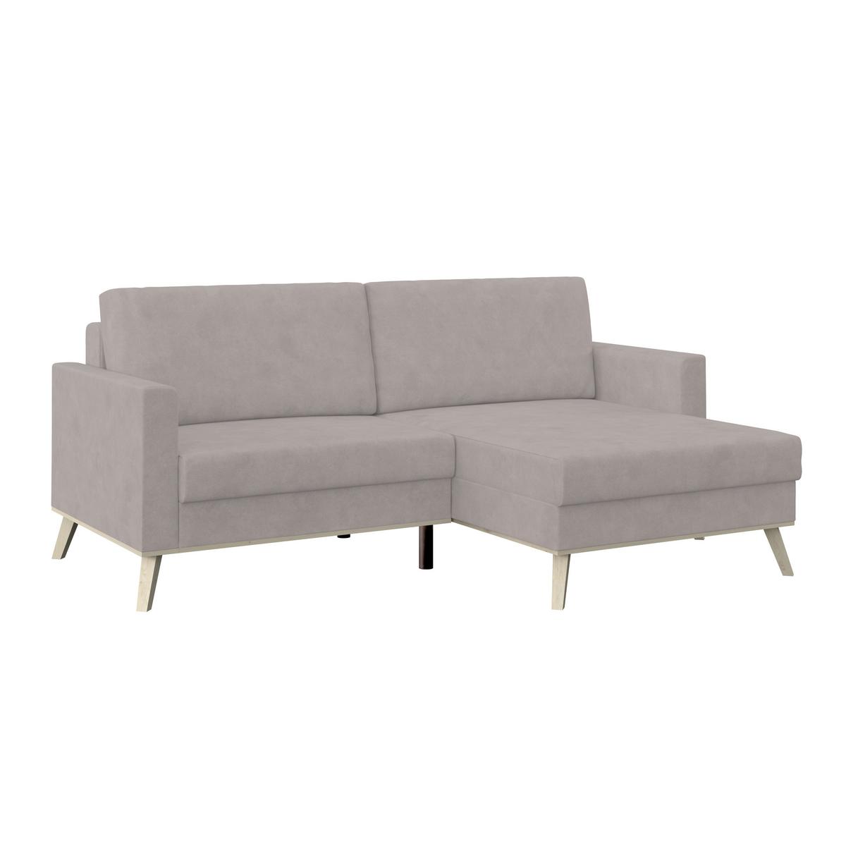 Ecksofa Mit Schlaffunktion & Bettkasten Carini Creme - Eichefarben/Creme, Basics, Textil (222/152cm)
