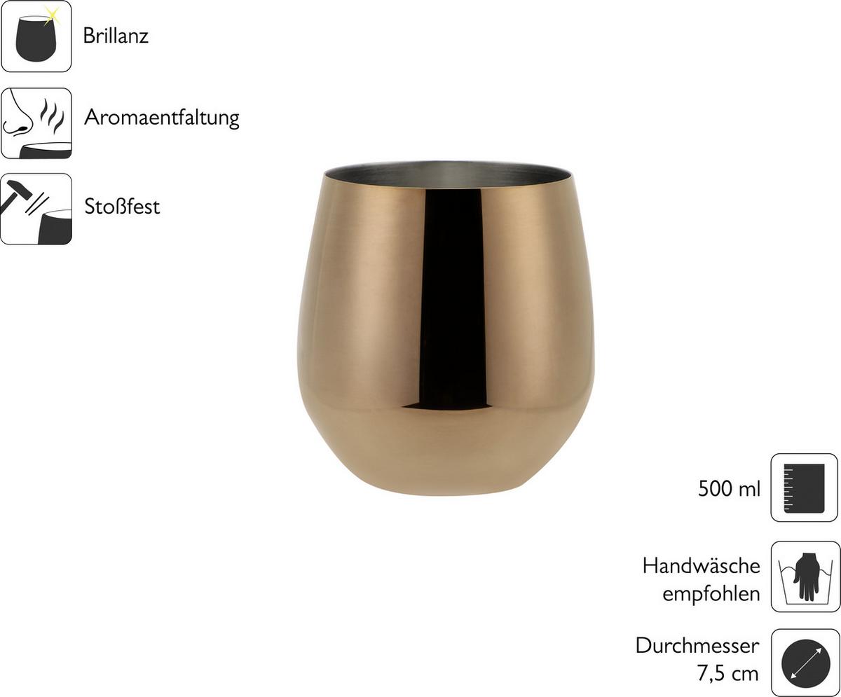 Gläserset 6-Teilig - Kupferfarben, Trend, Metall (9,9cm) - Echtwerk