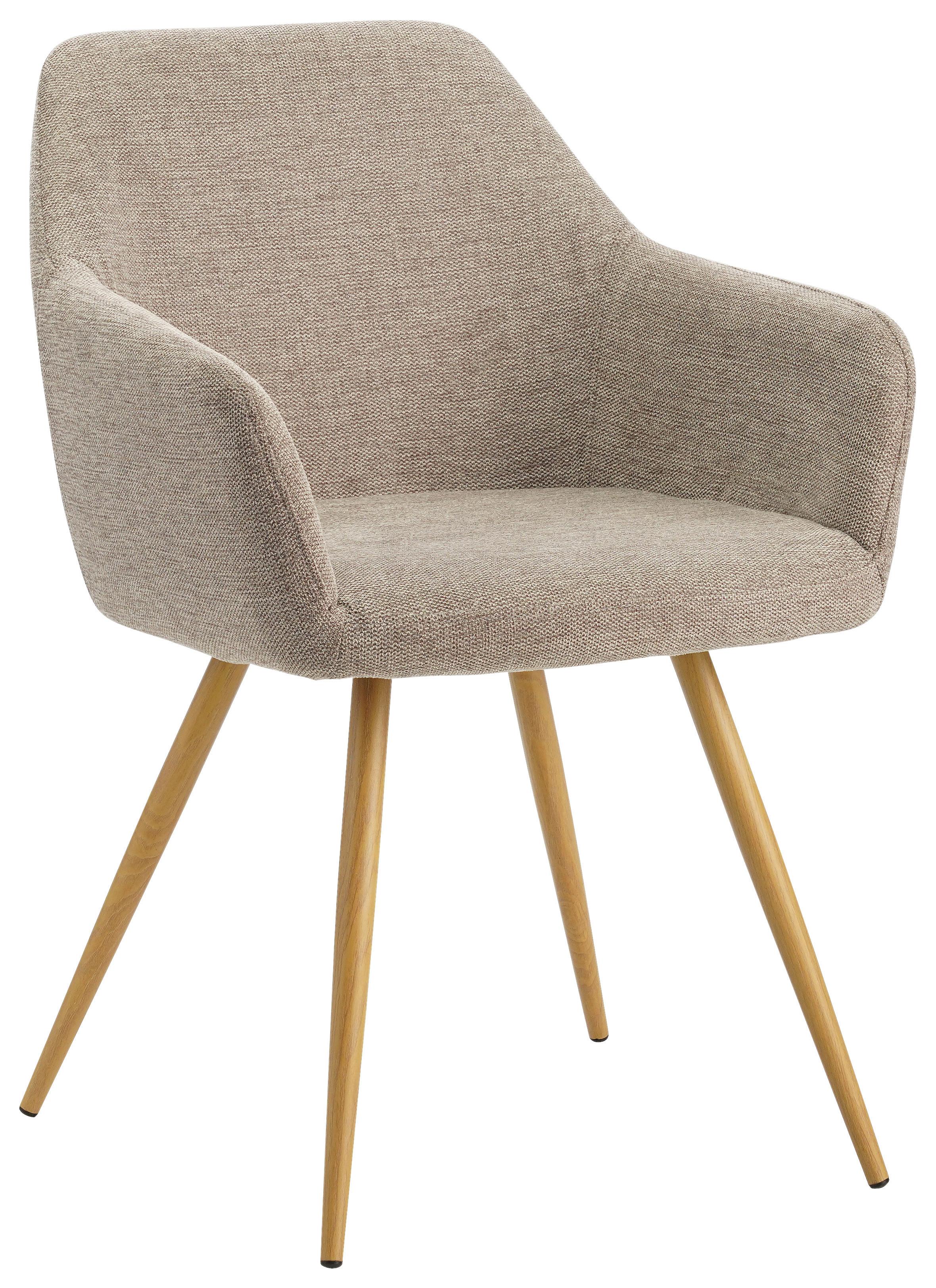 Armlehnstuhl Melinda Grau Gepolstert - Beige/Naturfarben, MODERN, Textil/Metall (56/81,5/63cm) - MID.YOU