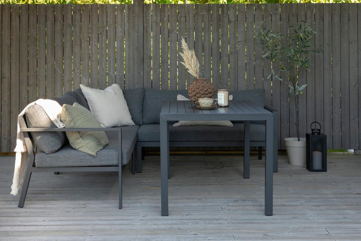 Loungegarnitur 5-Tlg Ramos aus Metall/Textil mit Kissen - Schwarz/Grau, KONVENTIONELL, Textil/Metall (294/210cm) - Gardenson