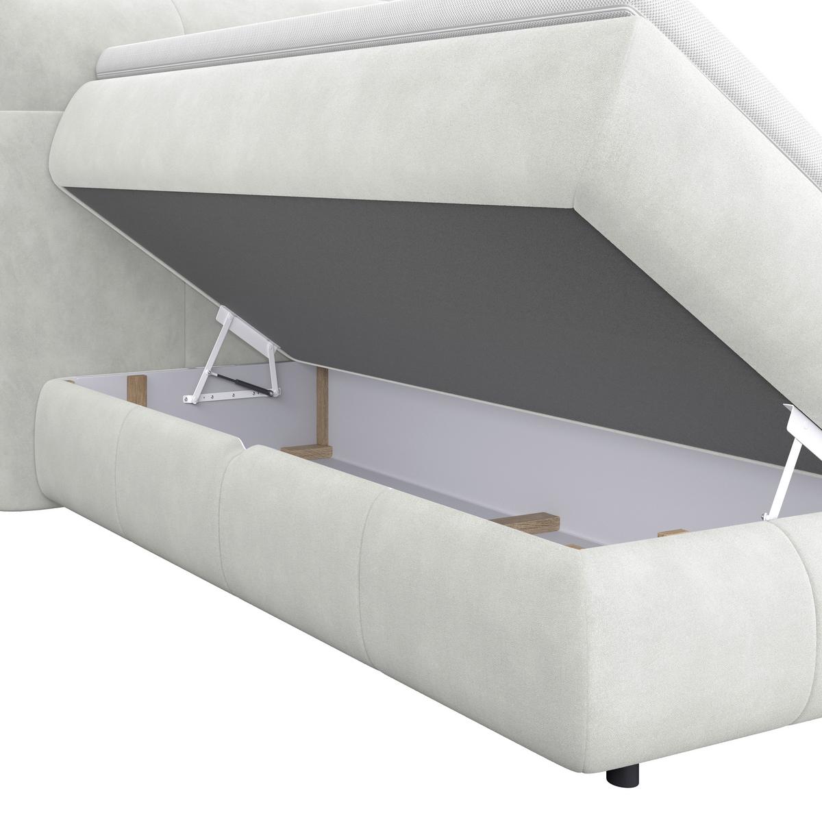 Boxspringbett Carmelo Creme 140x200 cm H4 - Creme/Schwarz, Trend, Textil (140/200cm)