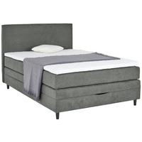 Boxspringbett mit Topper & Bettkasten 140x200 Kleopatra - Dunkelgrau, KONVENTIONELL, Holz/Holzwerkstoff (140/200cm) - Ondega