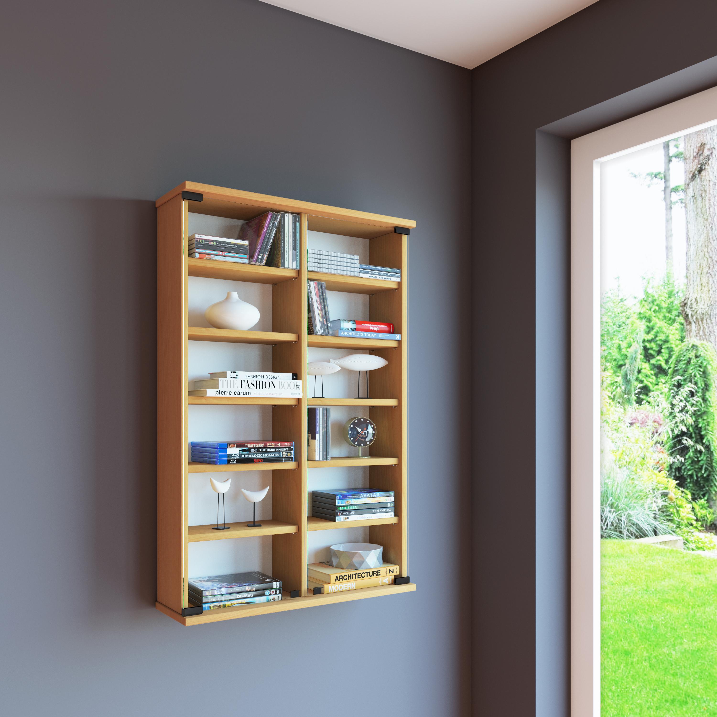 Cd Regal Mit Glastüren Zuntisa 60 Cm Buche Dekor - Buchefarben, KONVENTIONELL, Glas/Holzwerkstoff (60/91,5/18cm) - MID.YOU