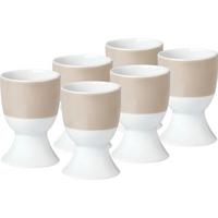 Eierbecherset Weiß Taupe 6-teilig D: 4,5 cm - Taupe/Weiß, Basics, Keramik (4,5/6,5cm) - Van Well