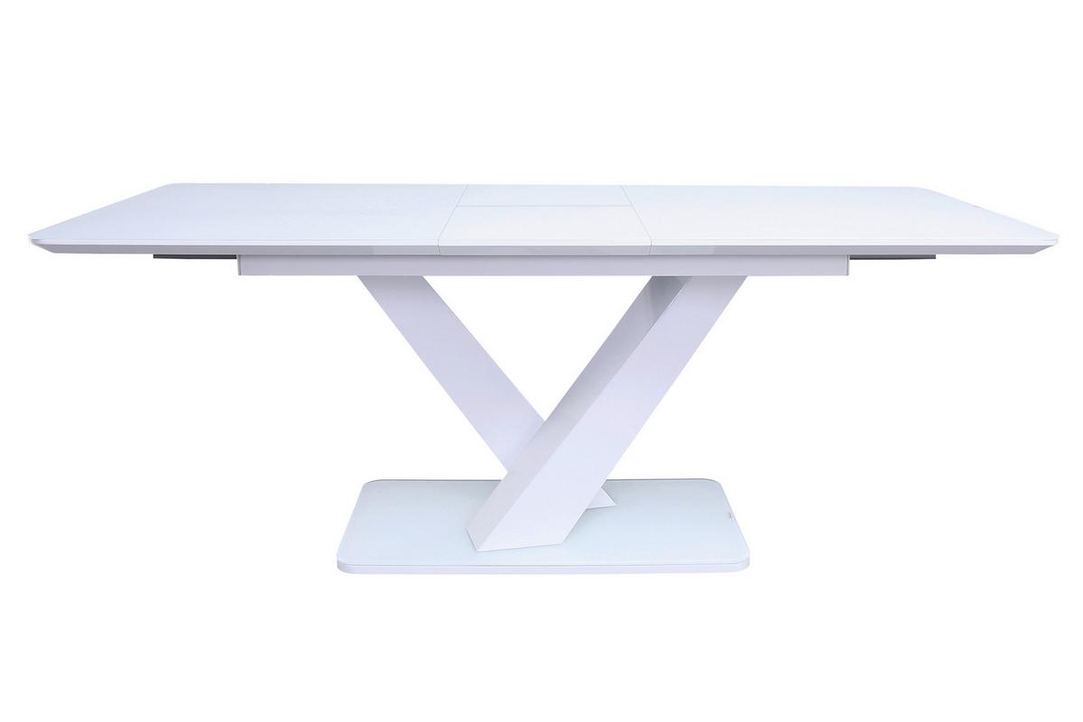 Tischgruppe Silberfarben/weiß B: 160-200cm - Silberfarben/Weiß, MODERN, Glas/Holzwerkstoff (160-200/90/77cm) - Livetastic