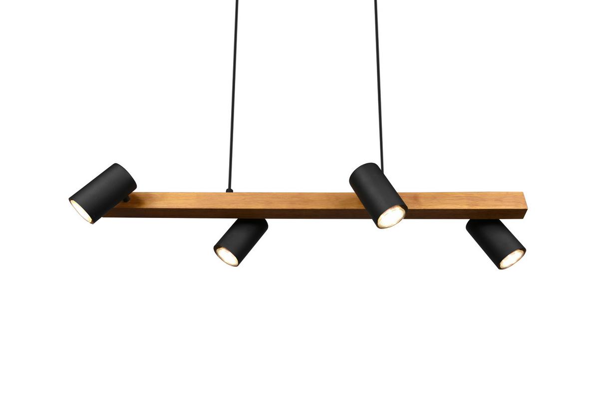 Hängeleuchten Marley H: 150 cm 4-Flammig, Echtholz Kiefer - Schwarz, Basics, Holz/Metall (80/20/150cm) - Trio Leuchten