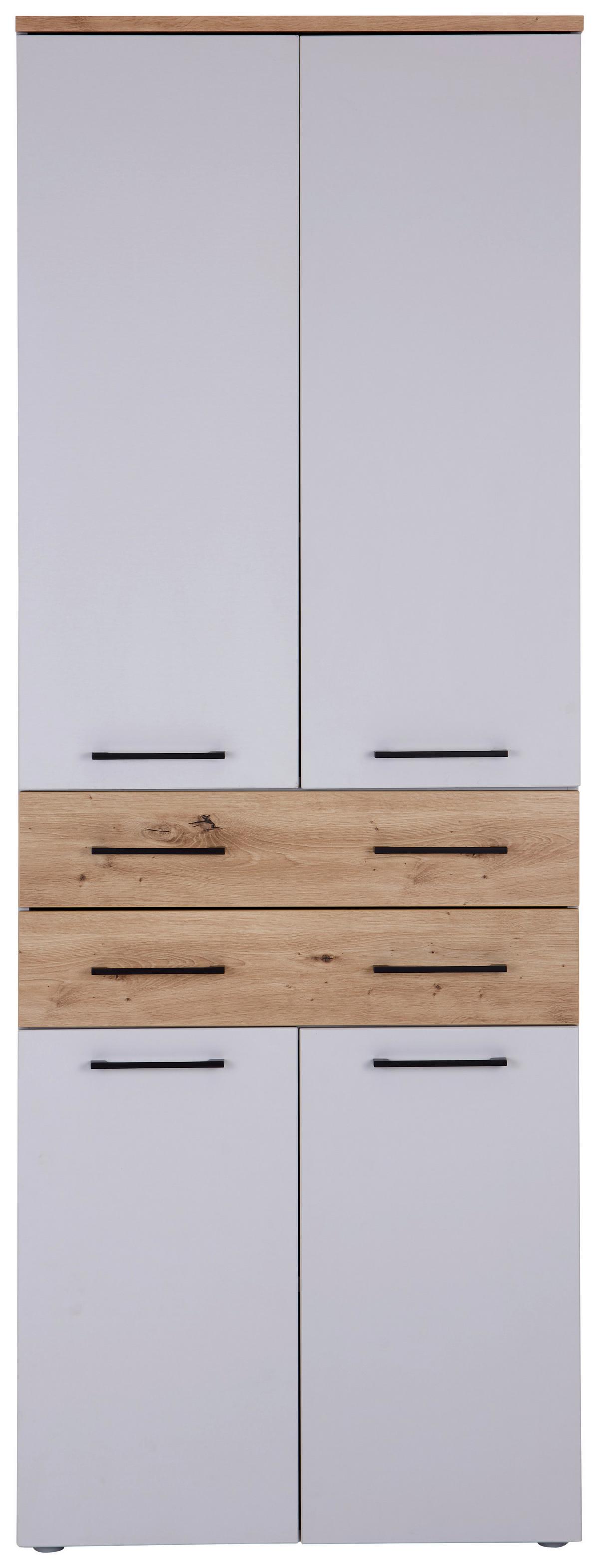 Aktenregal Kontor K6 Eiche Dekor Grau B: 80 Cm - Eichefarben/Grau, MODERN, Holzwerkstoff (80/220/38cm)