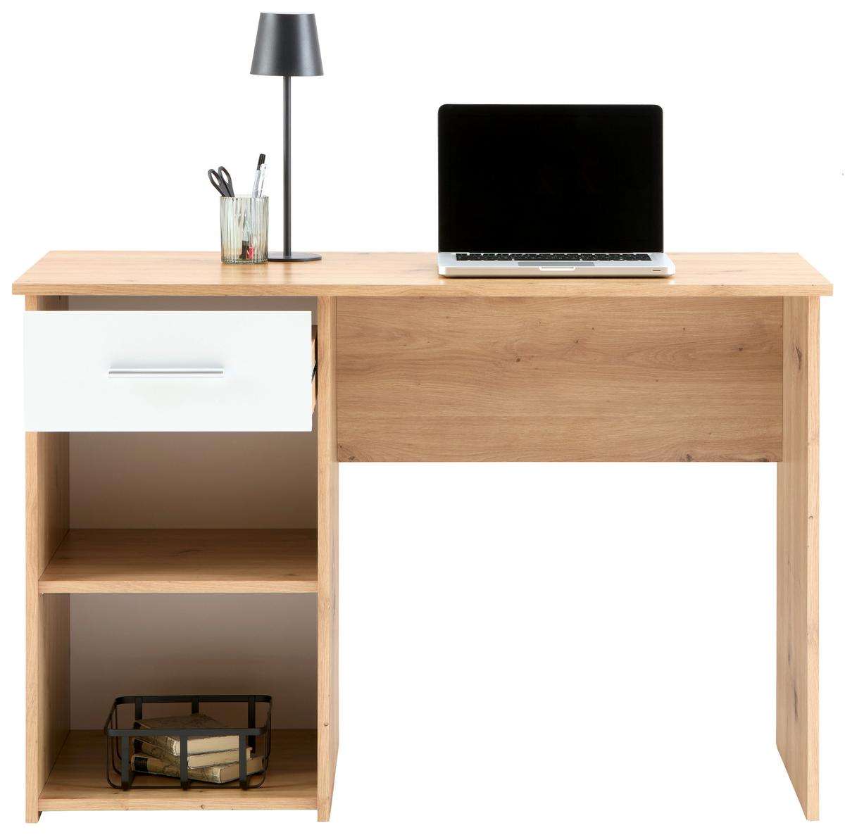 Íróasztal Kubek 2 - tölgyfa színű/fehér, Modern, faalapú anyag (110/75/50cm) - Best Price