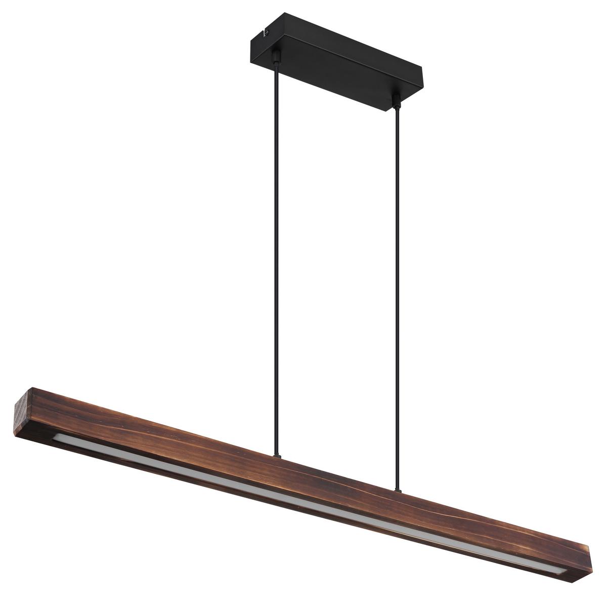 LED-Hängeleuchte 15536h - Dunkelbraun/Schwarz, Natur, Holz/Kunststoff (90/8/120cm) - Globo