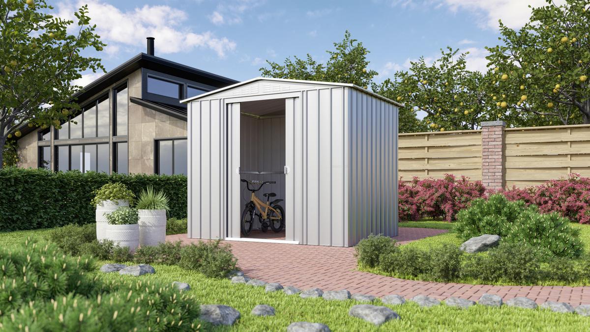 Gerätehaus Ohne Boden 245x198x185 - Silberfarben, Basics, Metall (245/198/185cm)