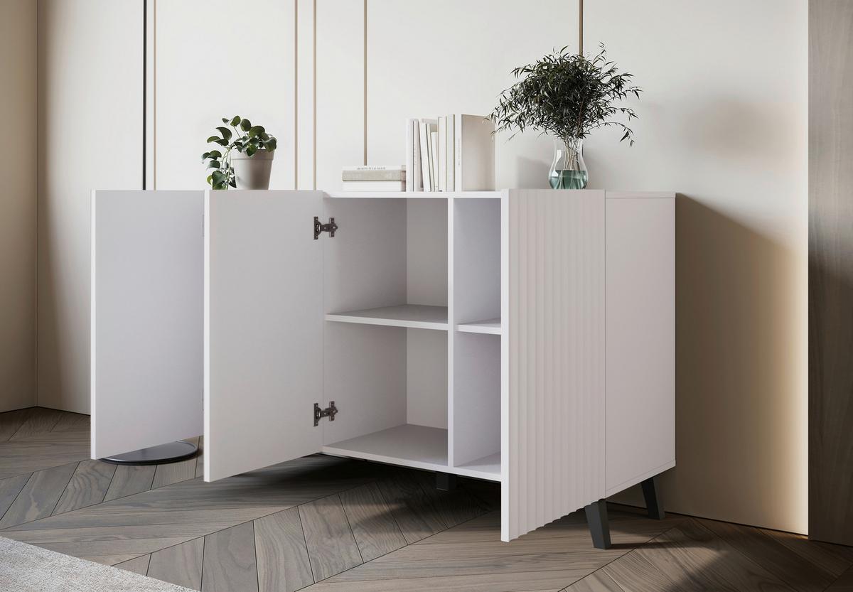 Široká komoda PHUKET š: 120 cm - čierna/biela, Design, kompozitné drevo/plast (120/78/39,1cm) - Livetastic