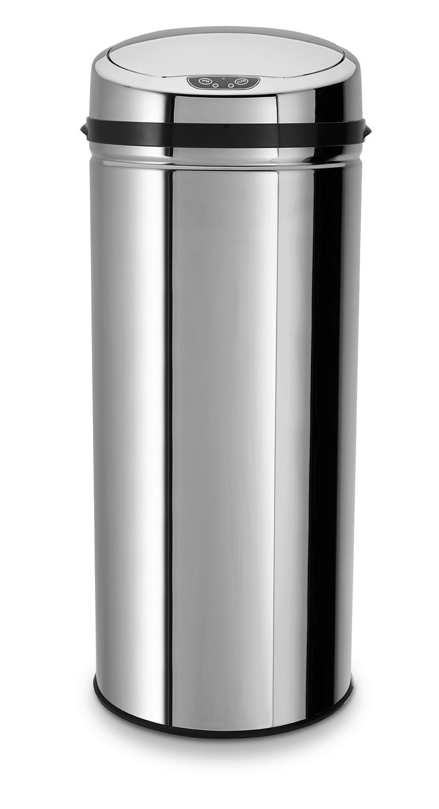 Mülleimer Inox mit Deckel 42L Edelstahl Silber - Silberfarben/Schwarz, Trend, Kunststoff/Metall (31/31/79,5cm) - Echtwerk