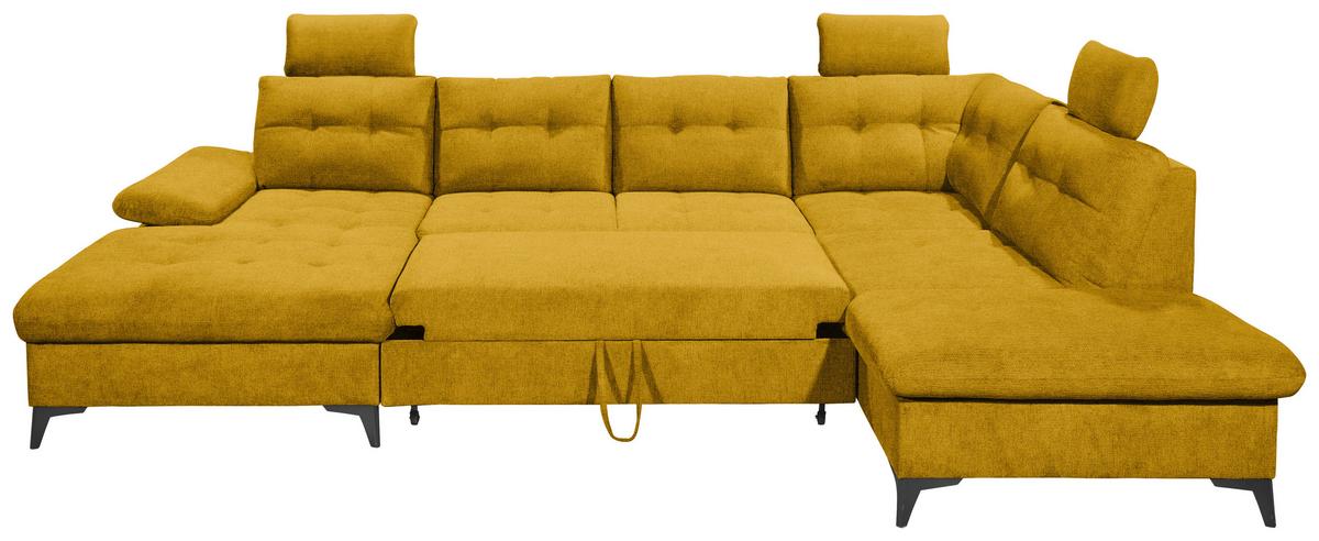 Wohnlandschaft Durban U Gelb U: 170/324/218 Cm - Gelb/Schwarz, KONVENTIONELL, Textil (170/324/218cm) - MID.YOU