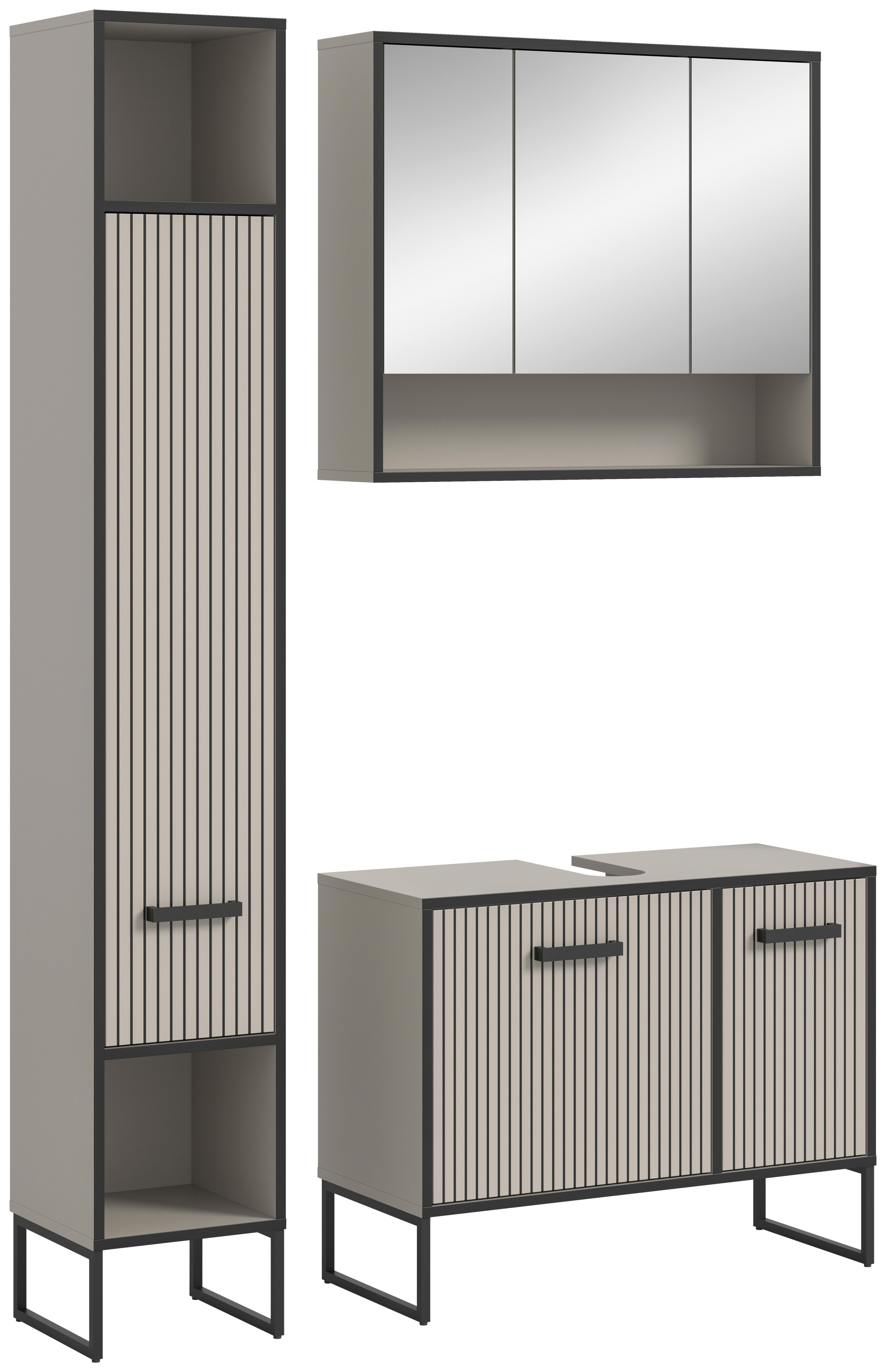 Badezimmer Bagno Schwarz/kaschmir B:110cm - Kaschmir/Schwarz, MODERN, Holzwerkstoff (110cm) - MID.YOU