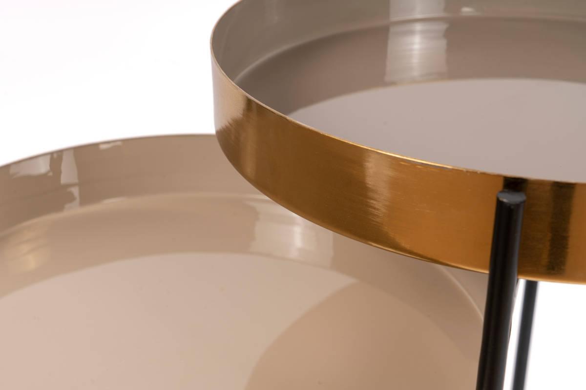 Beistelltisch Mit 3 Etagen Creme/Schwarz