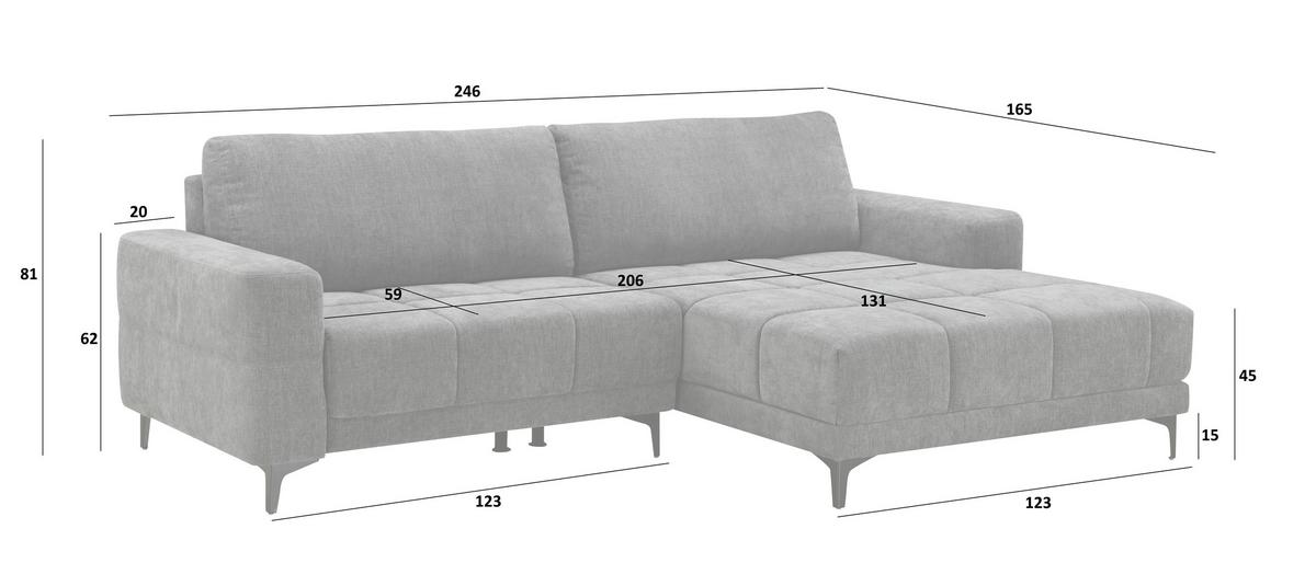 Ecksofa mit Relaxfunktion Chandler - Dunkelgrau/Schwarz, MODERN, Textil (246/165cm) - MID.YOU