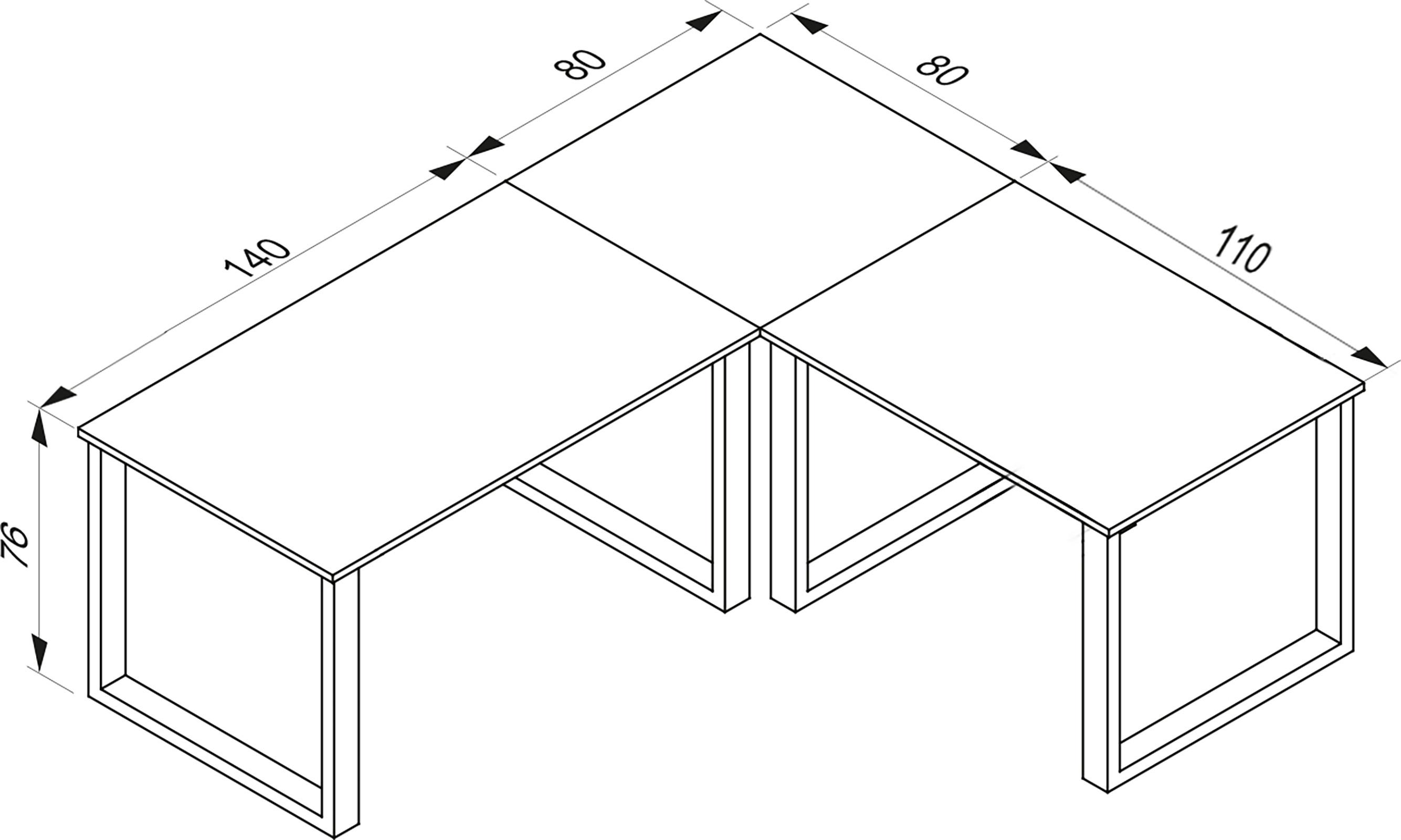 Eckschreibtisch Lona Anthrazit/Schwarz L: 220 cm - Anthrazit/Schwarz, Design, Holzwerkstoff/Metall (220/190/76cm) - MID.YOU