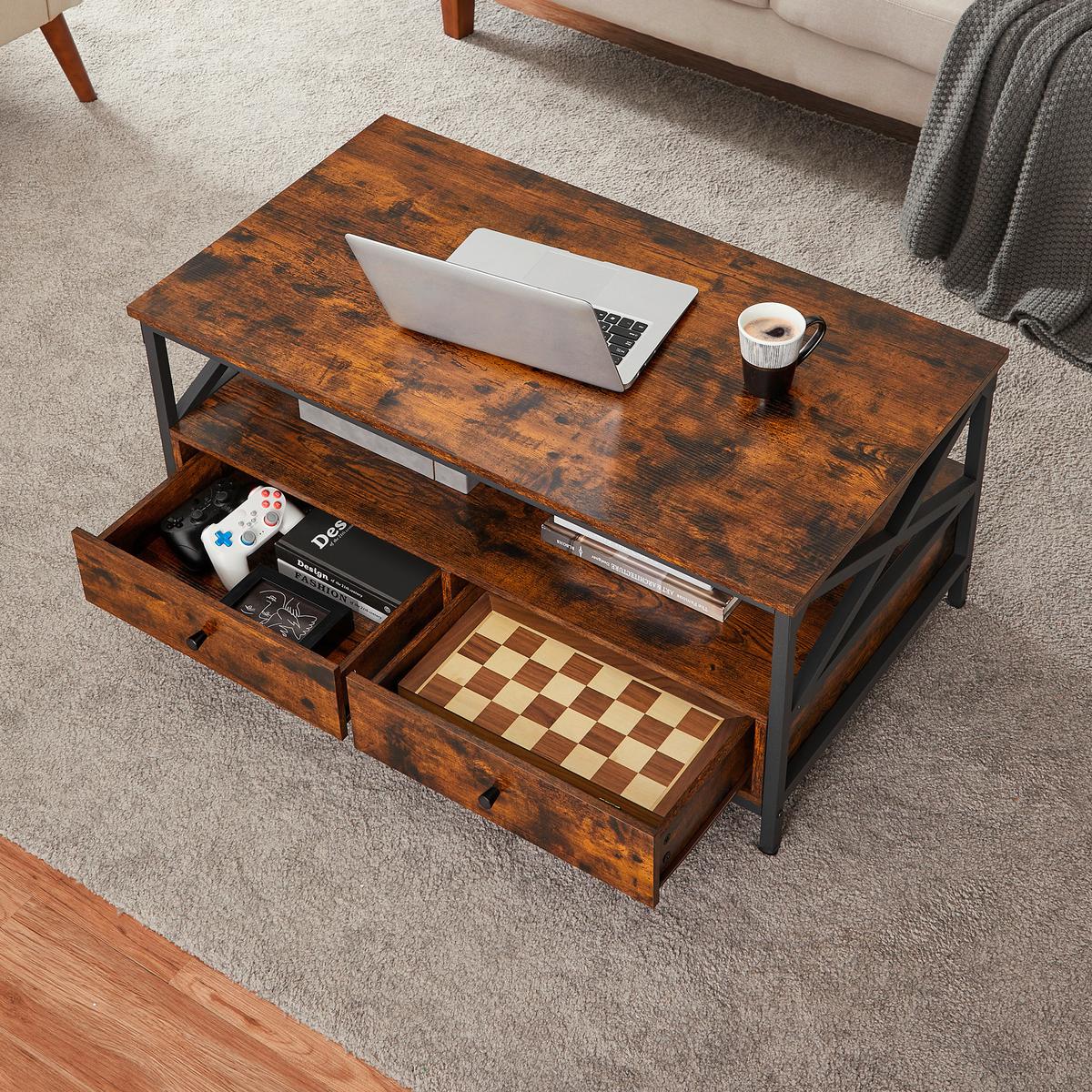 Couchtisch Schwarz, Dunkelbraun B: 100 cm - Dunkelbraun/Schwarz, Trend, Holzwerkstoff/Metall (100/45/55cm) - MID.YOU