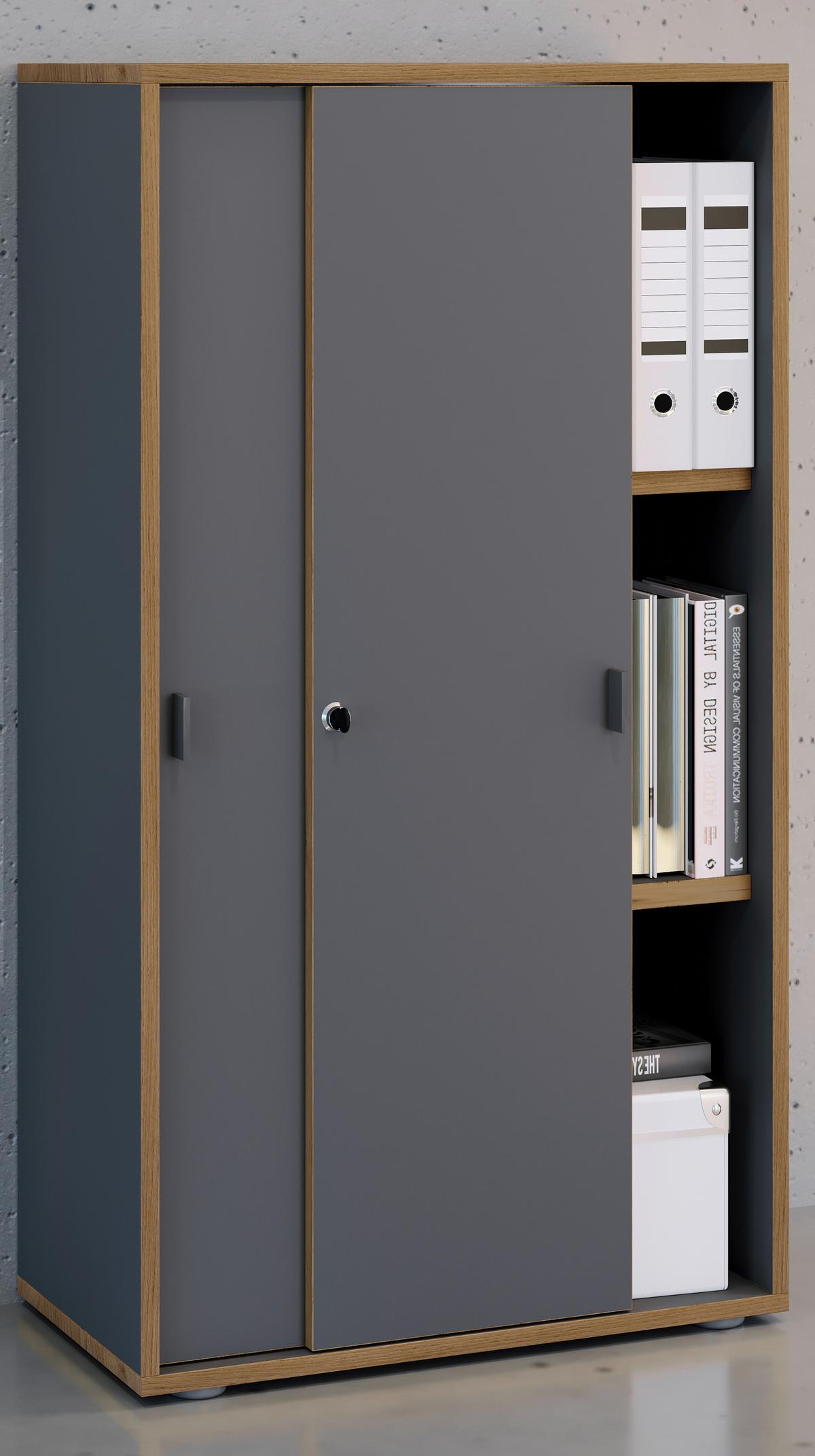 Aktenschrank Salia Anthrazit, Honigeiche B: 60 cm - Honigeiche/Anthrazit, Design, Holzwerkstoff (60/110/37cm) - MID.YOU