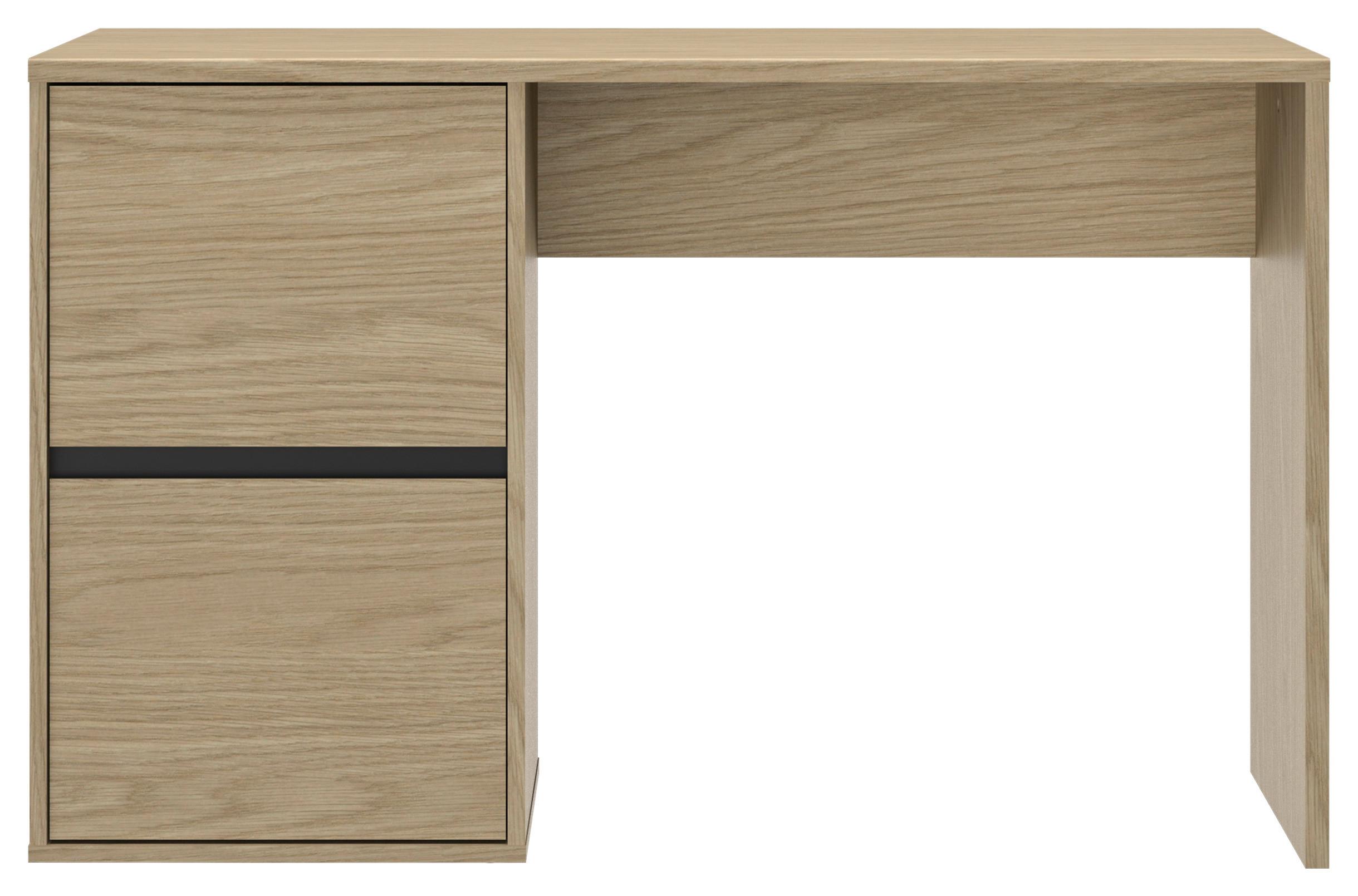 Schreibtisch NAEL B: 120 cm - Eichefarben/Schwarz, Basics, Holzwerkstoff (120/75/56cm)