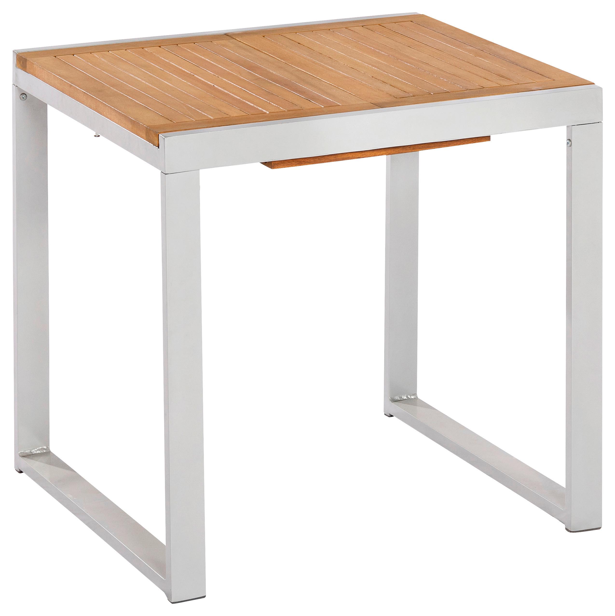 Gartentisch Ausziehbar Naxos Akazie/aluminium L: 80 Cm - Silberfarben/Akaziefarben, KONVENTIONELL, Holz/Metall (80-120/74/70cm) - Gardenson
