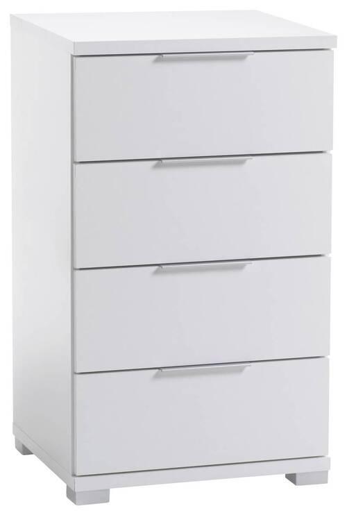 Nočný stolík biela 4 zásuvky - biela/strieborná, Basics (46/79/42cm) - P & B