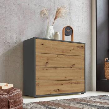 Kommode Mailand Typ 3 - Anthrazit/Schwarz, MODERN, Holzwerkstoff (79/73/33cm) - MID.YOU