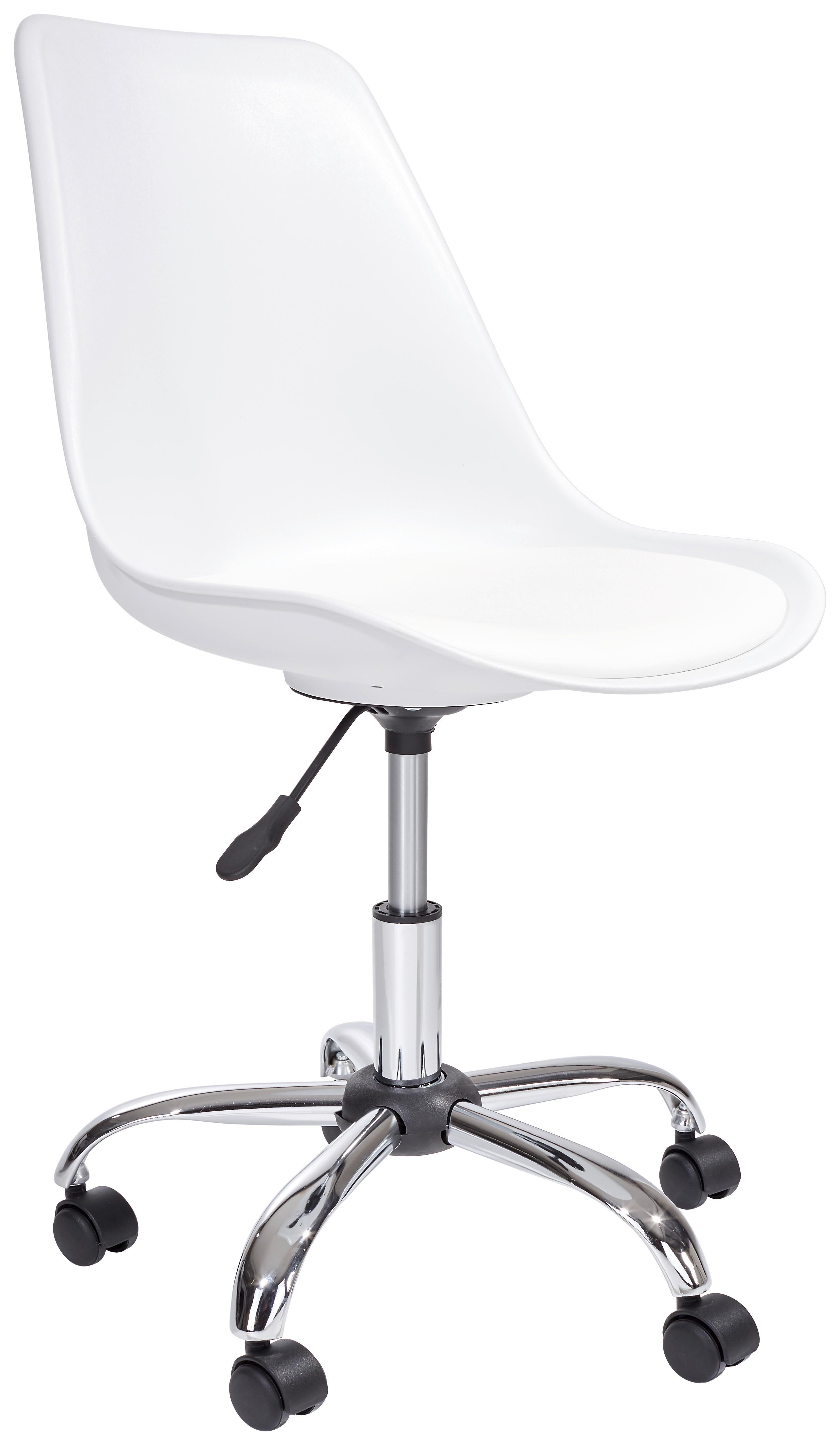 Drehstuhl Levi Höhenverstellbar Weiß - Chromfarben/Schwarz, MODERN, Kunststoff/Textil (57,50/81-93/47cm) - MID.YOU