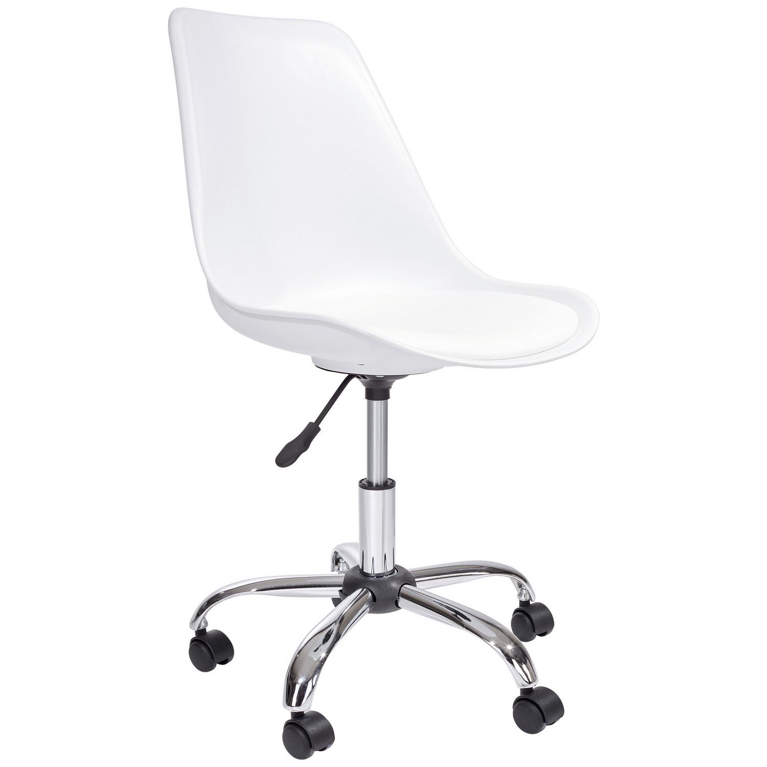 Drehstuhl Levi höhenverstellbar Weiß Weiß, Chromfarben 57,50x81-93x47 cm