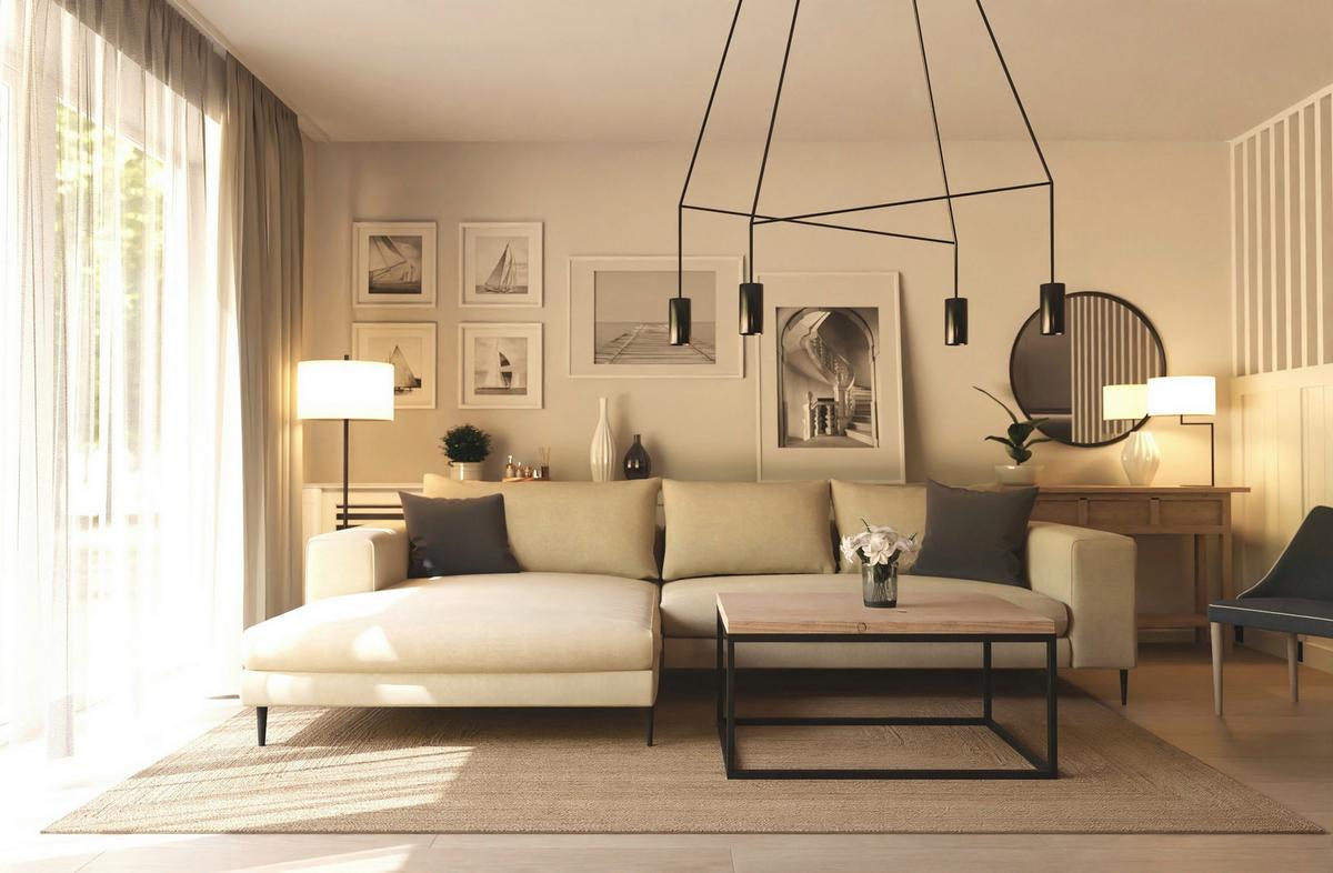 Eckschlafsofa Aurora Ii - Beige/Schwarz, MODERN, Textil (315/170cm) - Trendmanufaktur