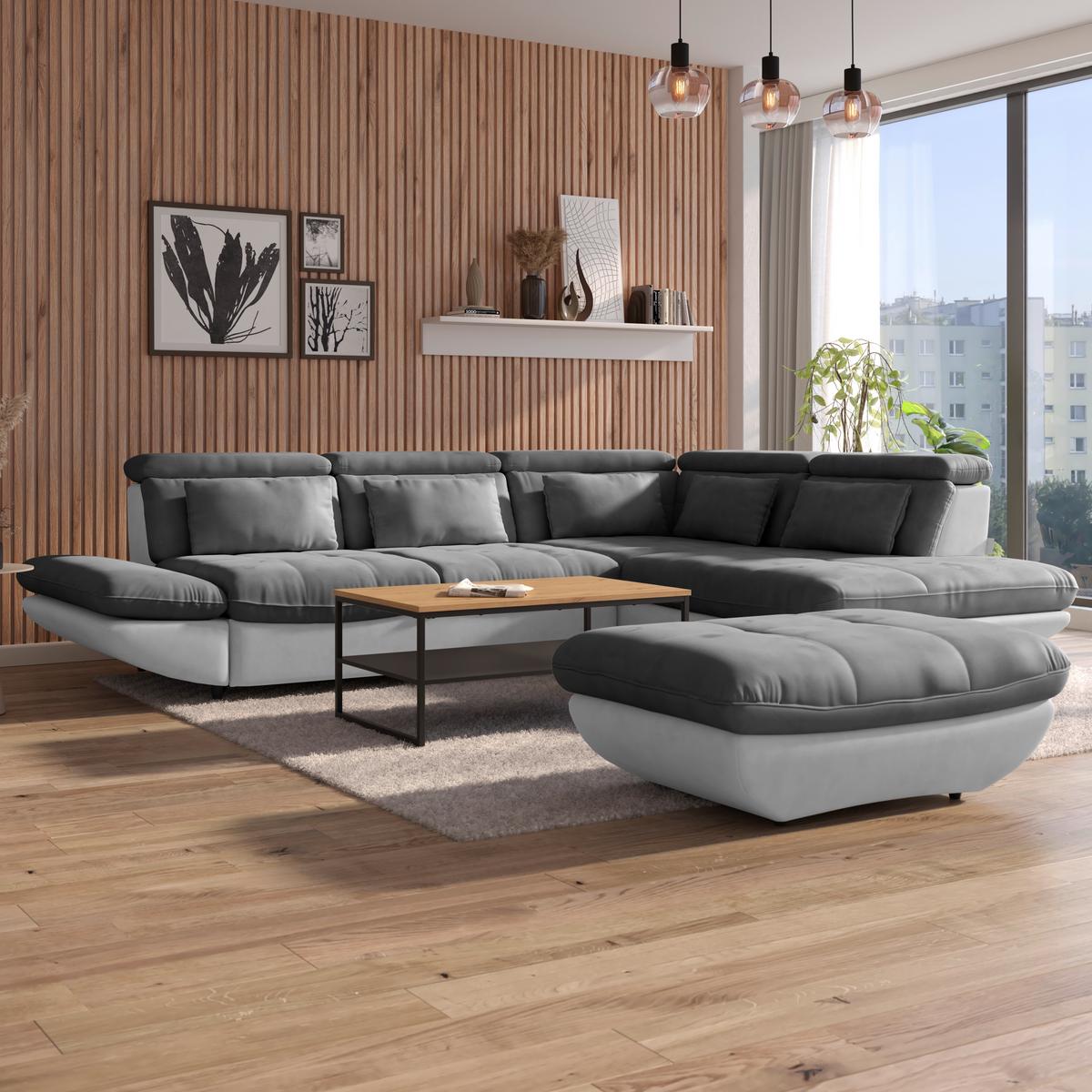 Hocker Park - Dunkelgrau/Hellgrau, MODERN, Textil (107/75cm) - Luca Bessoni