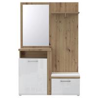 Garderobe Hud Weiß/Eiche Dekor B: 128,8 cm - Weiß/Eiche Artisan, MODERN, Holzwerkstoff (128,8/201/43,4cm) - MID.YOU
