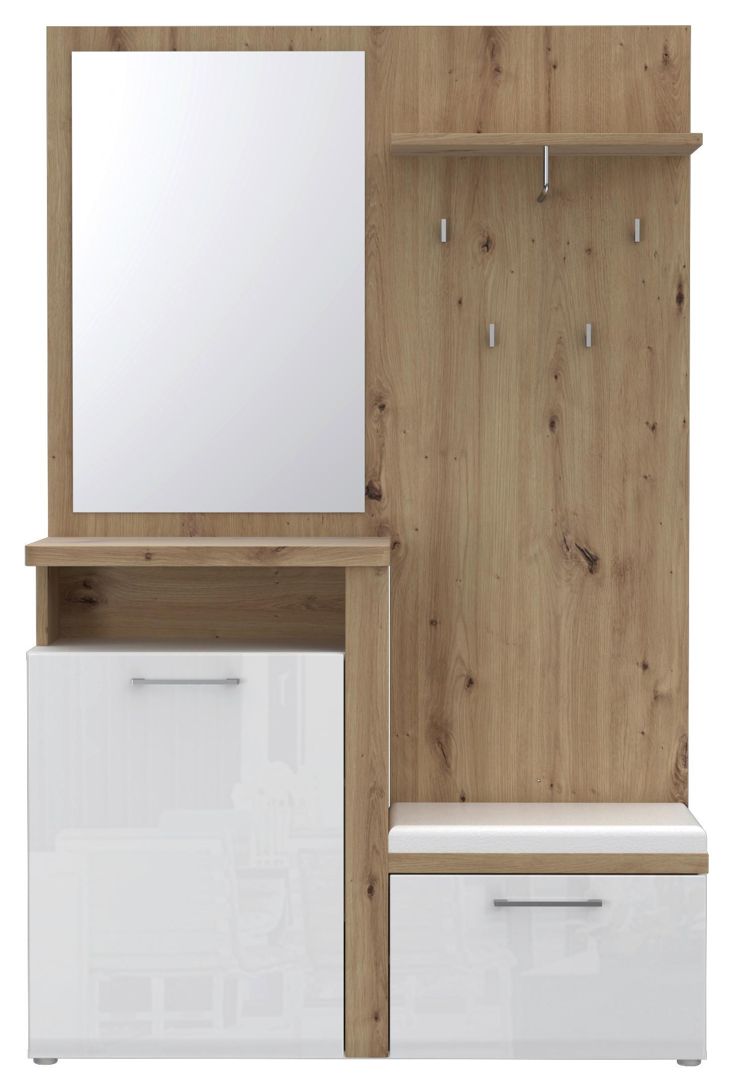 Garderobe Hud Weiß/Eiche Dekor B: 128,8 cm