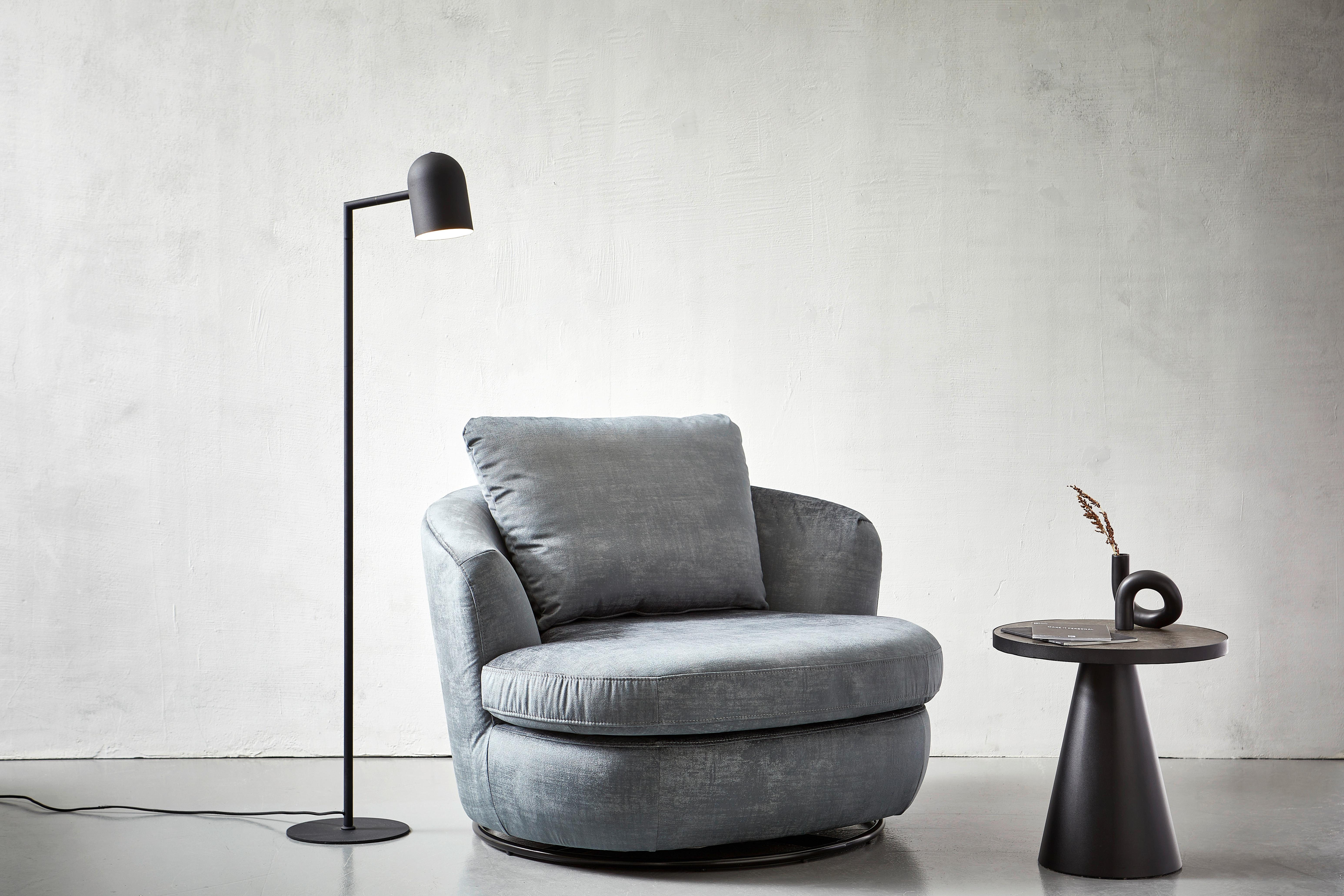 Designsessel Isla Grau B: 110 Cm - Edelstahlfarben/Grau, Trend, Textil (110/85/99cm) - Livetastic