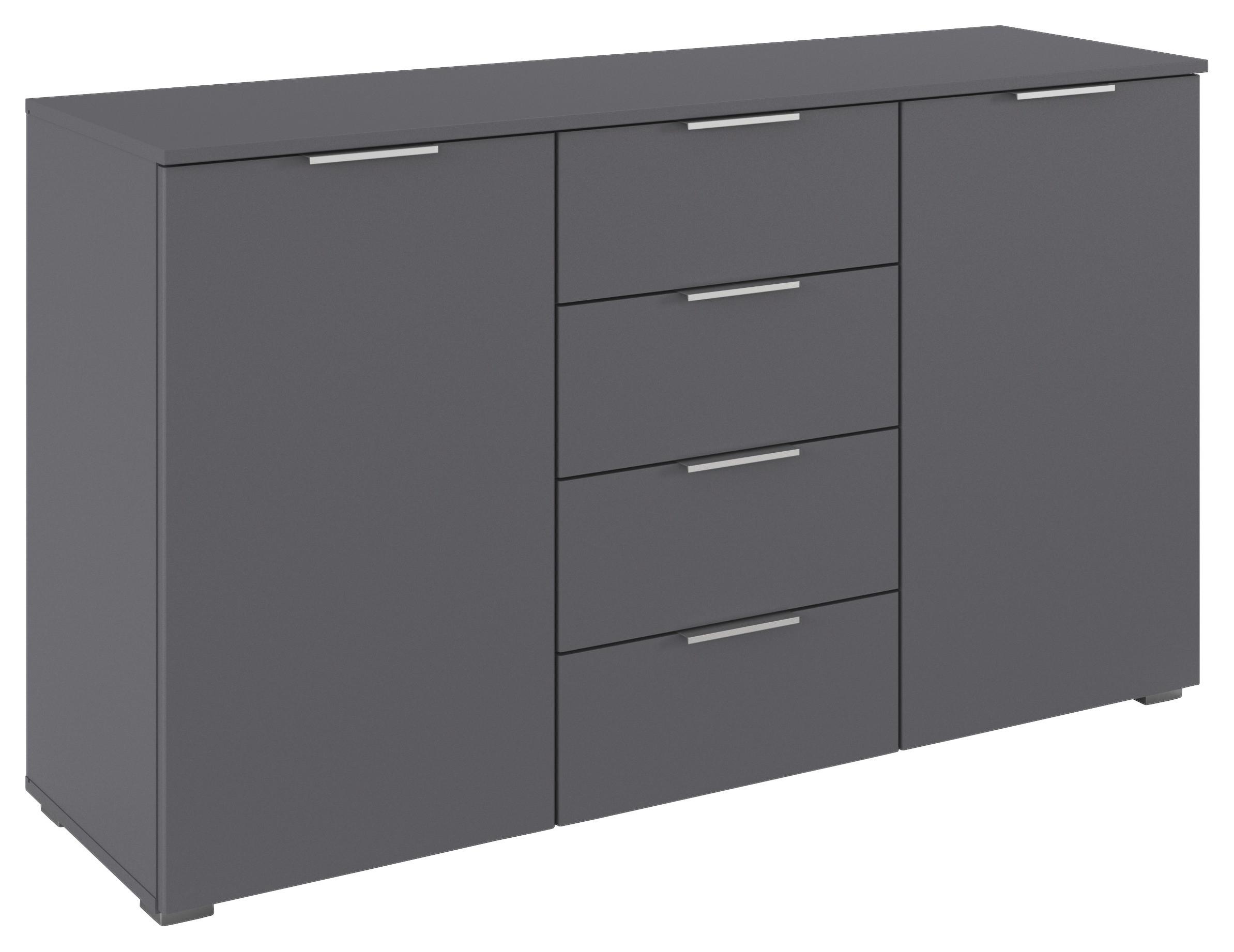 Sideboard Lamella Grau  B: 140 cm - Alufarben/Grau, MODERN, Holzwerkstoff (140/81/42cm) - Rauch Möbel