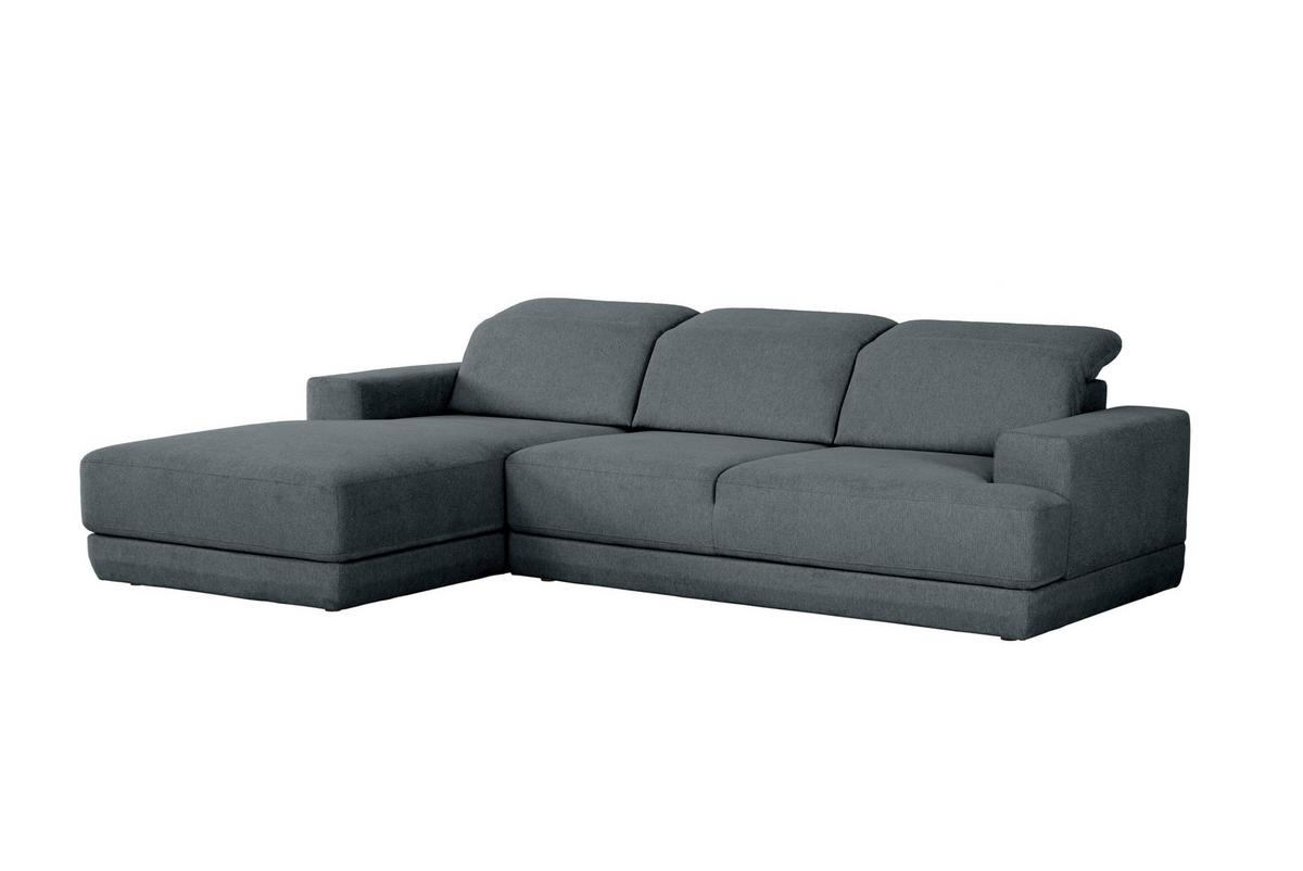 Ecksofa Frans Dunkelgrau S: 204 cm - Dunkelgrau/Schwarz, Design, Textil (204/293cm) - MID.YOU