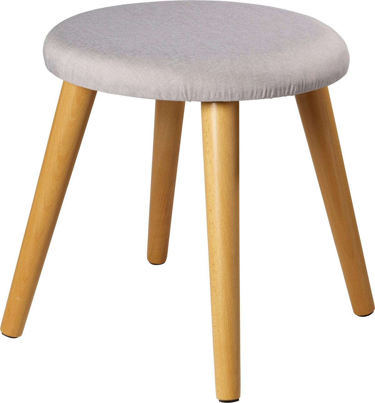 Hocker Skandi Holz Grau Sitz Gepolstert H: 42 cm - Grau, Design, Textil (40/42/40cm) - Echtwerk