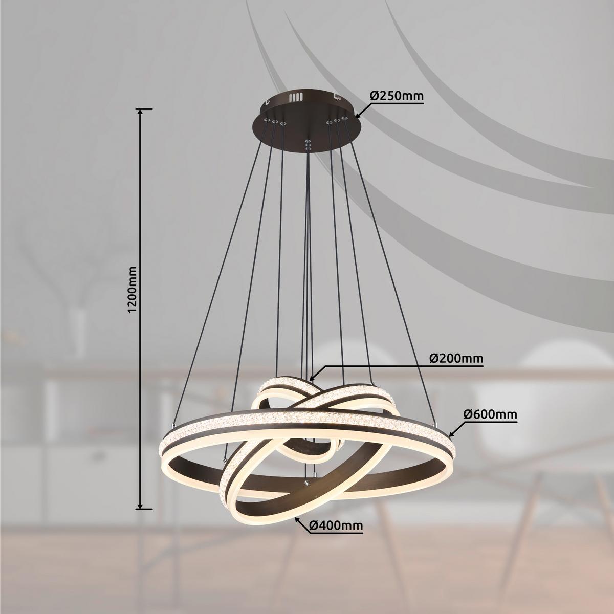 Led Függőlámpa 67314-70h - titánszürke/opál, Design, műanyag/fém (60/120cm) - Globo