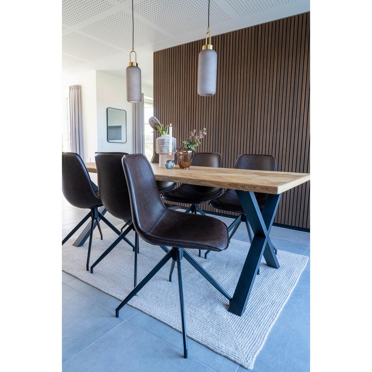 Stuhl-Set Monaco Dunkelbraun Schwarz B: 48 cm - Dunkelbraun/Schwarz, MODERN, Textil/Metall (48/86/56cm) - MID.YOU
