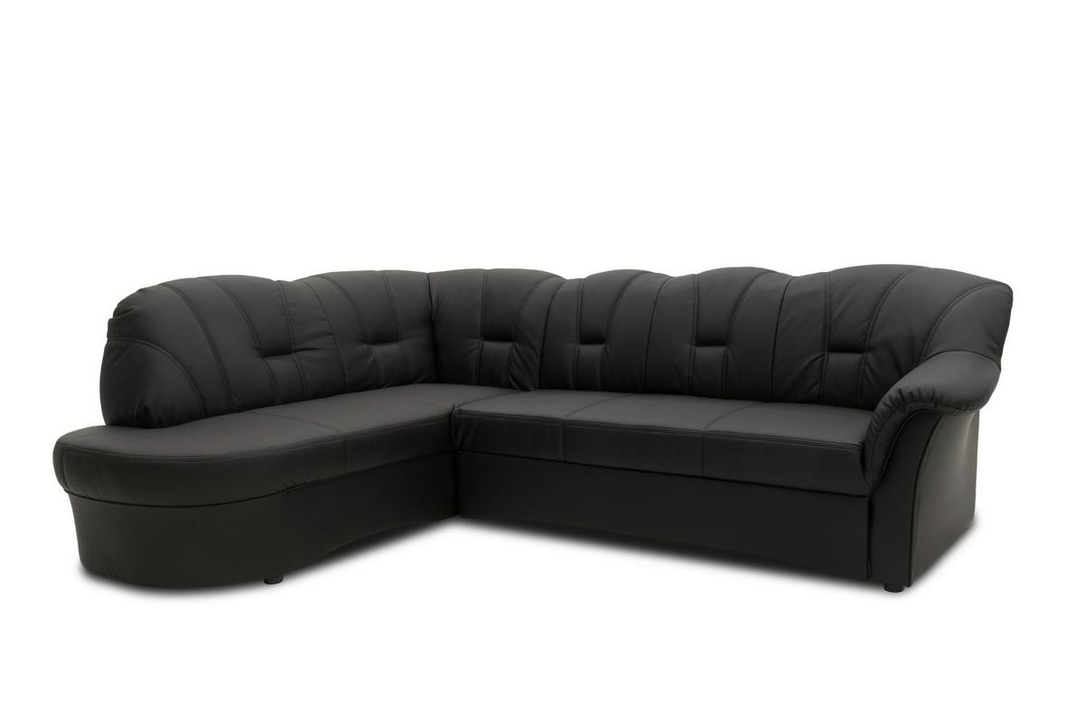 Ecksofa Papenburg Schwarz Lederlook - Schwarz, KONVENTIONELL, Textil (180/243cm) - MID.YOU