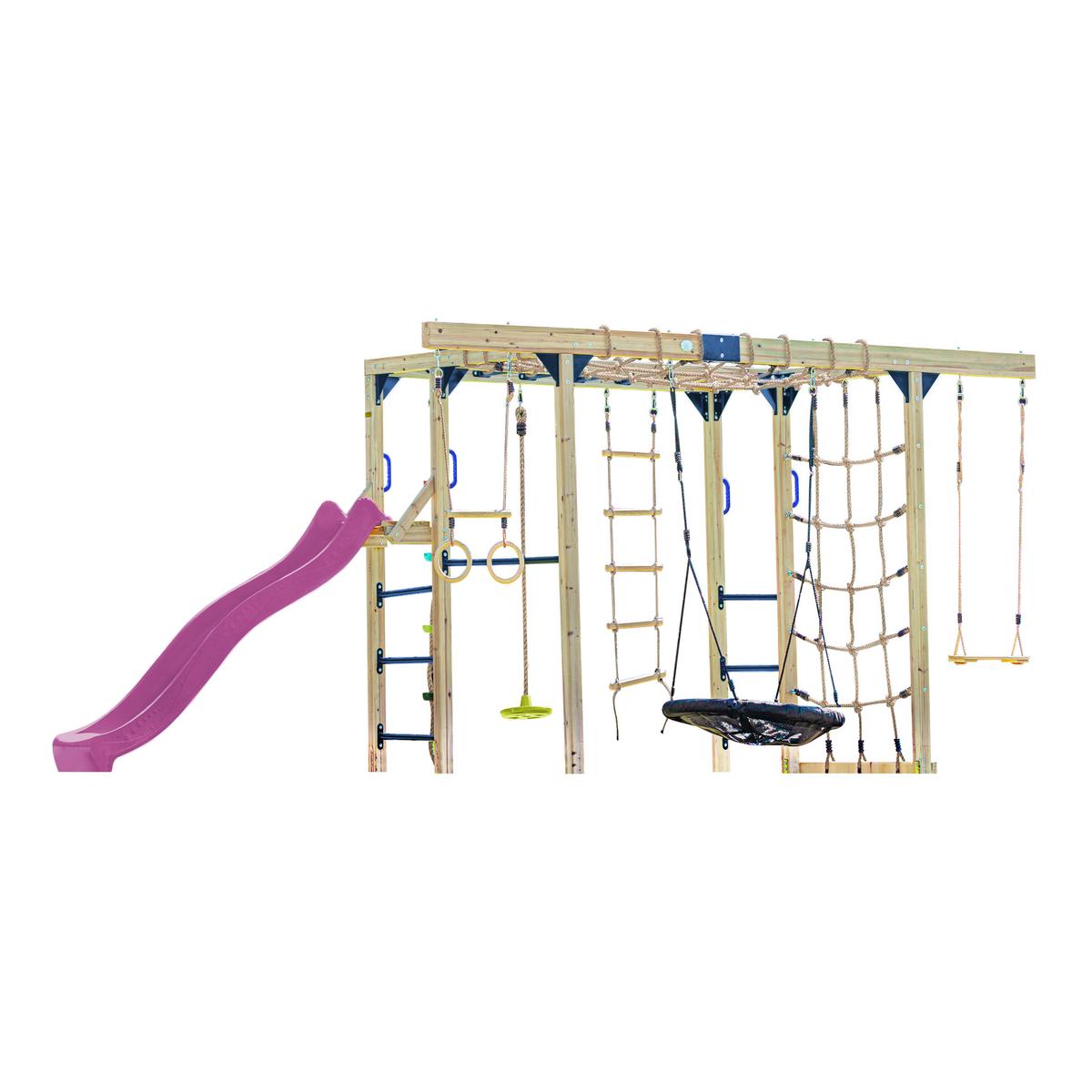 Klettergerüst mit Rutsche Lila - Blau/Lila, Basics, Holz/Kunststoff (522,5/196,2/205cm) - Ambia Garden