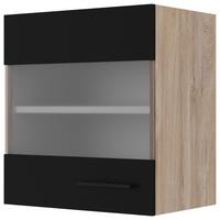Küchenoberschrank Capri Eiche/Schwarz - Klar/Eichefarben, KONVENTIONELL, Holzwerkstoff (50/54,8/32cm) - FlexWell