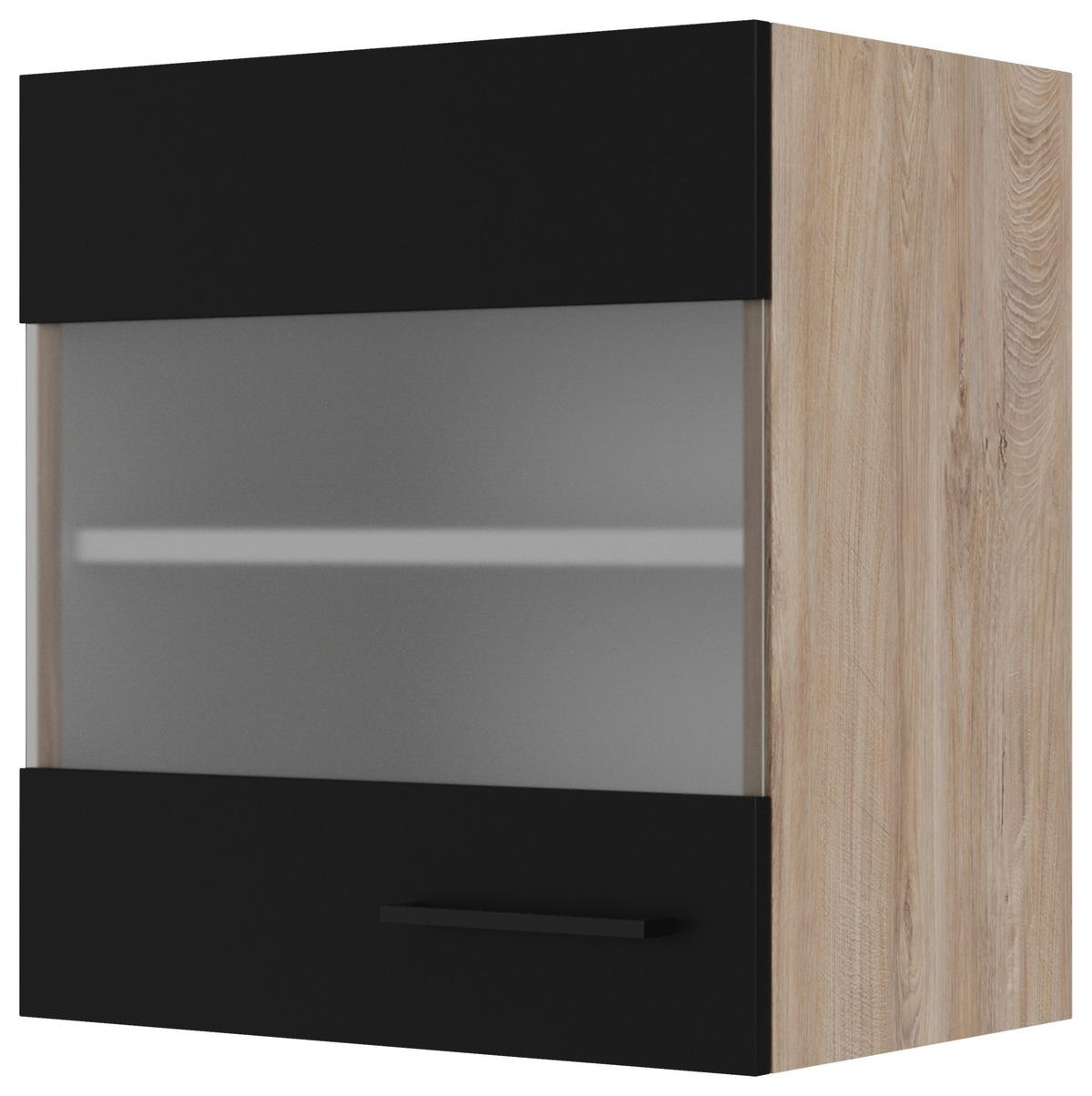 Küchenoberschrank Capri Eiche/Schwarz - Klar/Eichefarben, KONVENTIONELL, Holzwerkstoff (50/54,8/32cm) - FlexWell