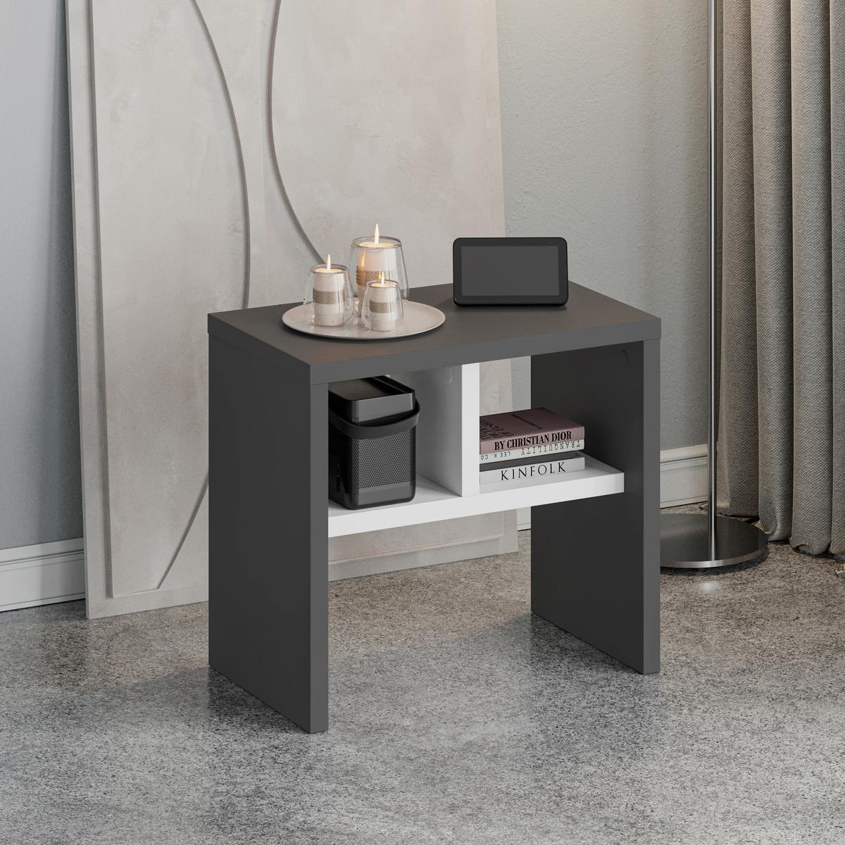 Beistelltisch Komoti Anthrazit/weiß B: 29,5 Cm - Anthrazit/Weiß, Design, Holzwerkstoff (50/29,5/45cm) - Livetastic