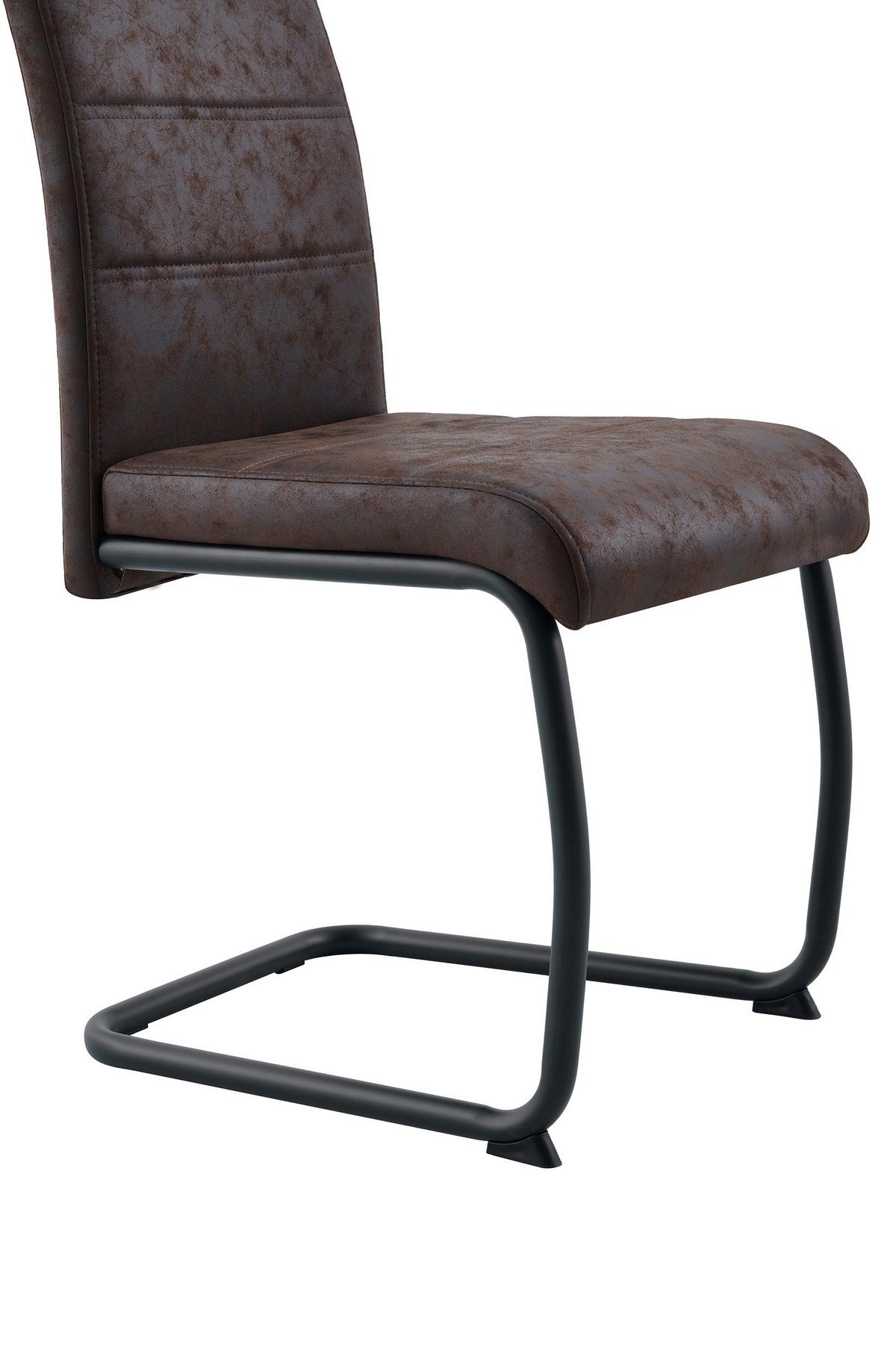 Stuhl Sabrina Microfaser Braun, B: 43 cm - Schwarz/Braun, KONVENTIONELL, Textil/Metall (43/99/61cm)