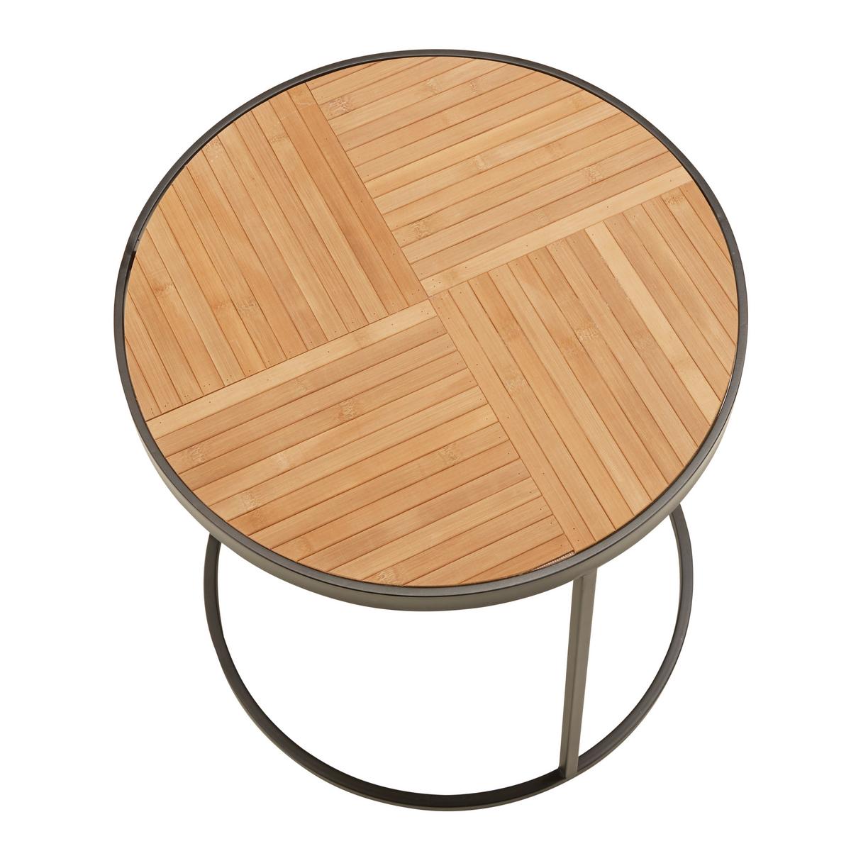 Sada stolků CAN - černá/přírodní barvy, Lifestyle, kov/kompozitní dřevo (47/50/47cm) - Zandiara